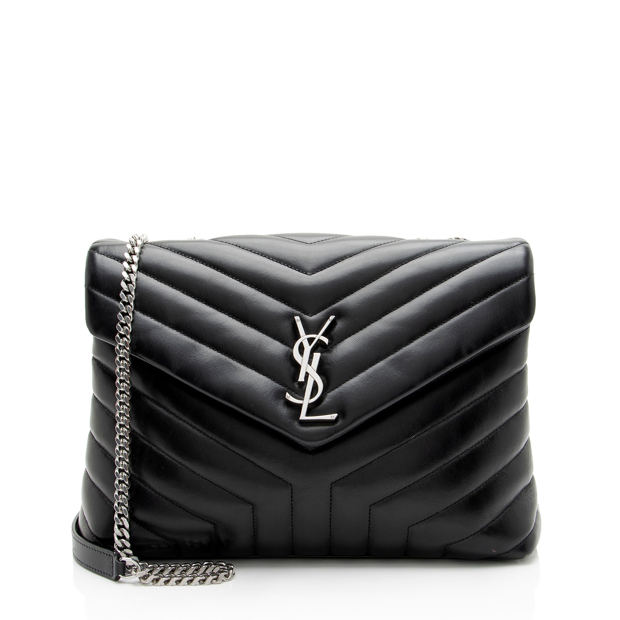 Saint Laurent Matelasse Calfskin Monogram LouLou Chain Medium Shoulder Bag