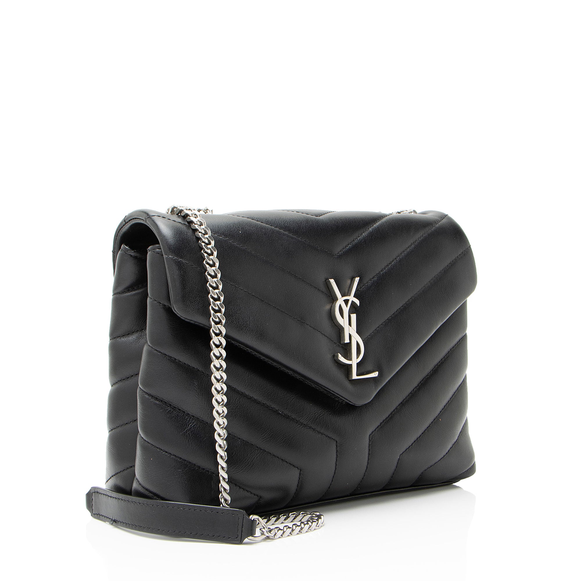 Saint Laurent Matelasse Calfskin Monogram LouLou Chain Small Shoulder Bag