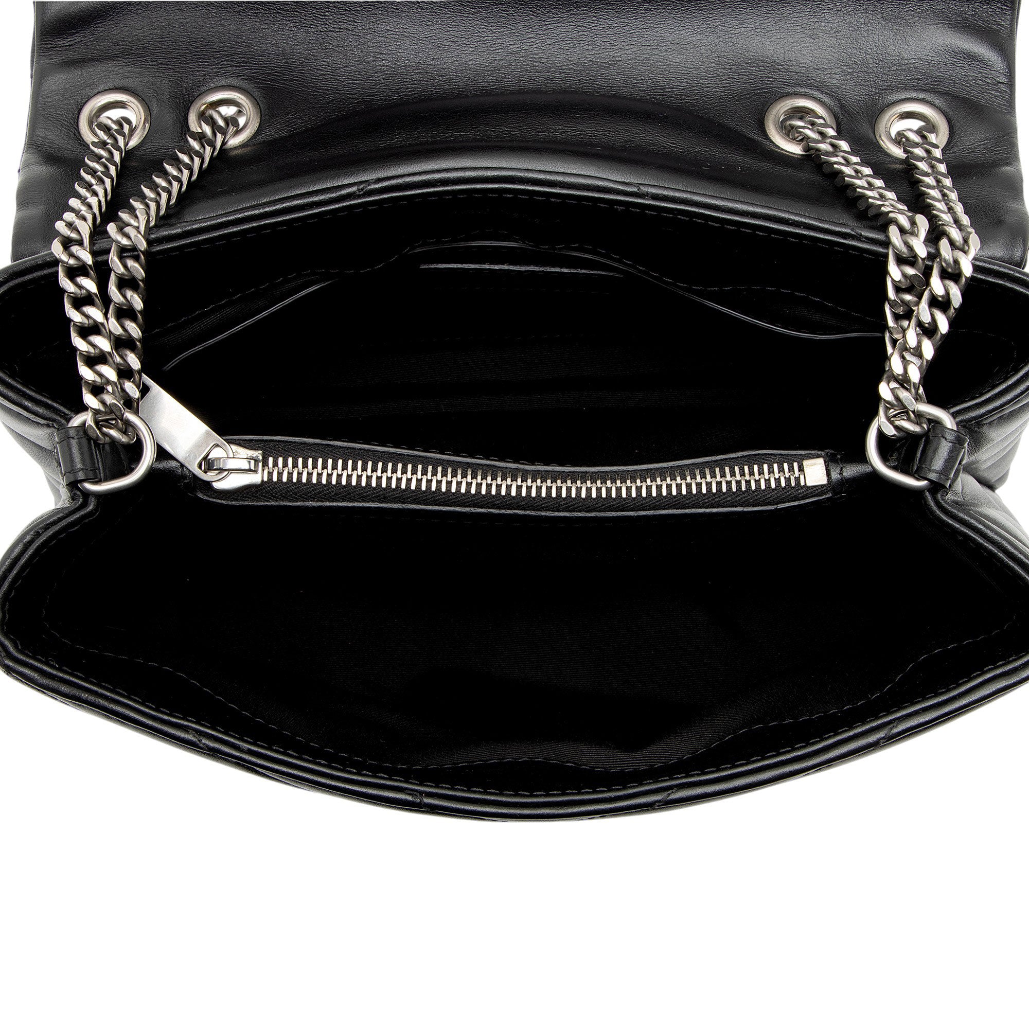 Saint Laurent Matelasse Calfskin Monogram LouLou Chain Small Crossbody