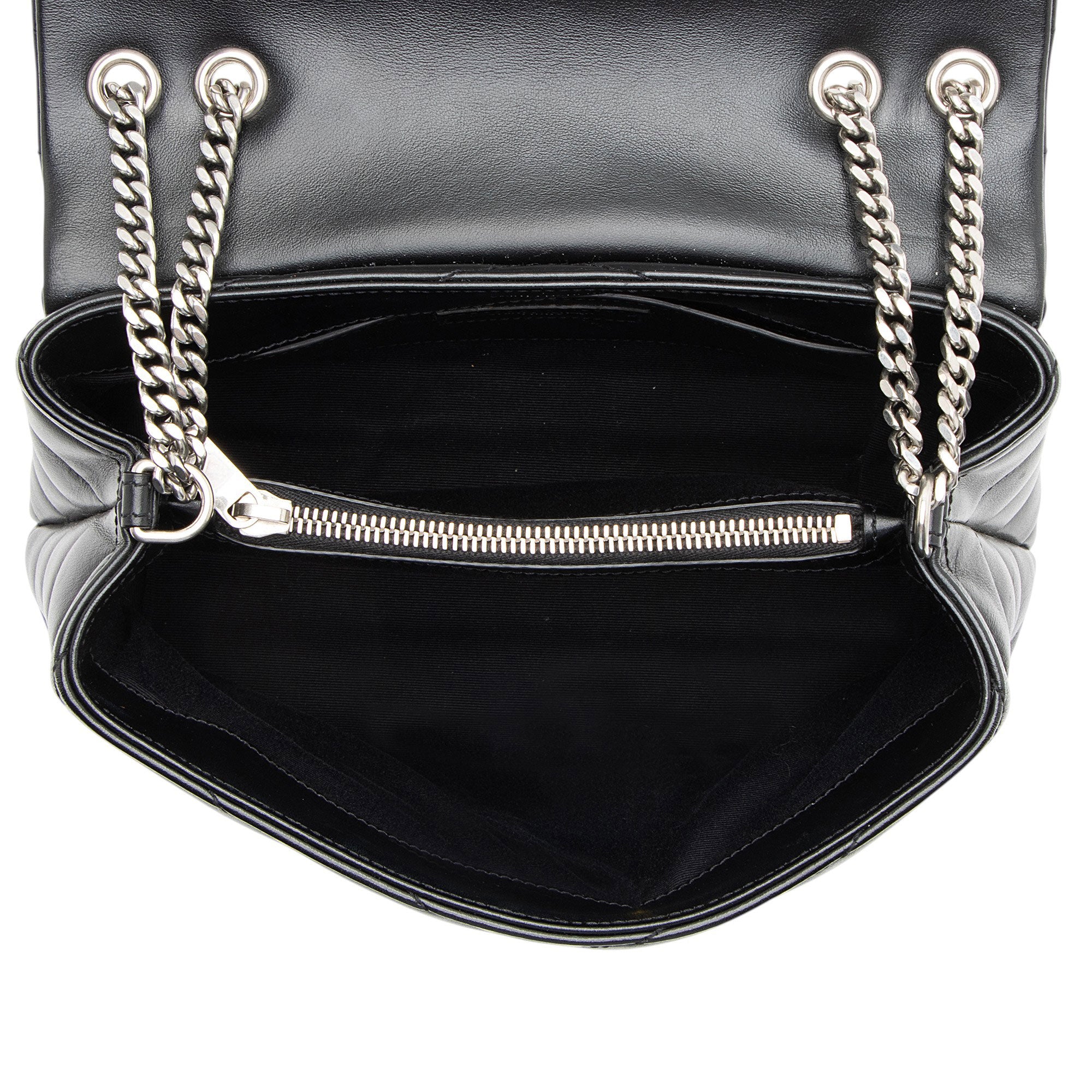 Saint Laurent Matelasse Calfskin Monogram LouLou Chain Small Crossbody