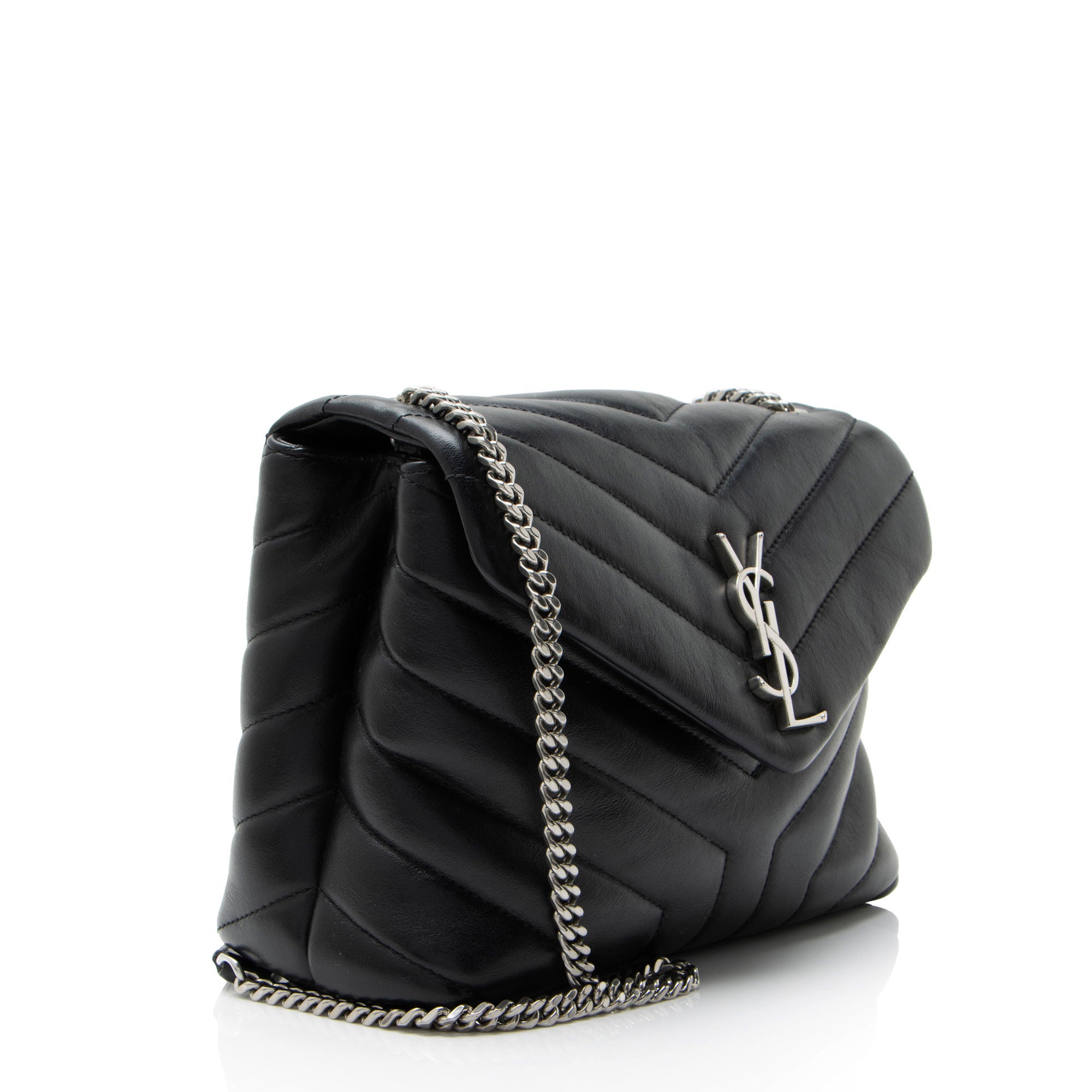 Saint Laurent Matelasse Calfskin Monogram LouLou Chain Small Shoulder Bag