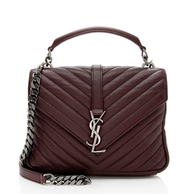 Saint Laurent Matelasse Calfskin Monogram College Medium Shoulder Bag (SHF-18292)