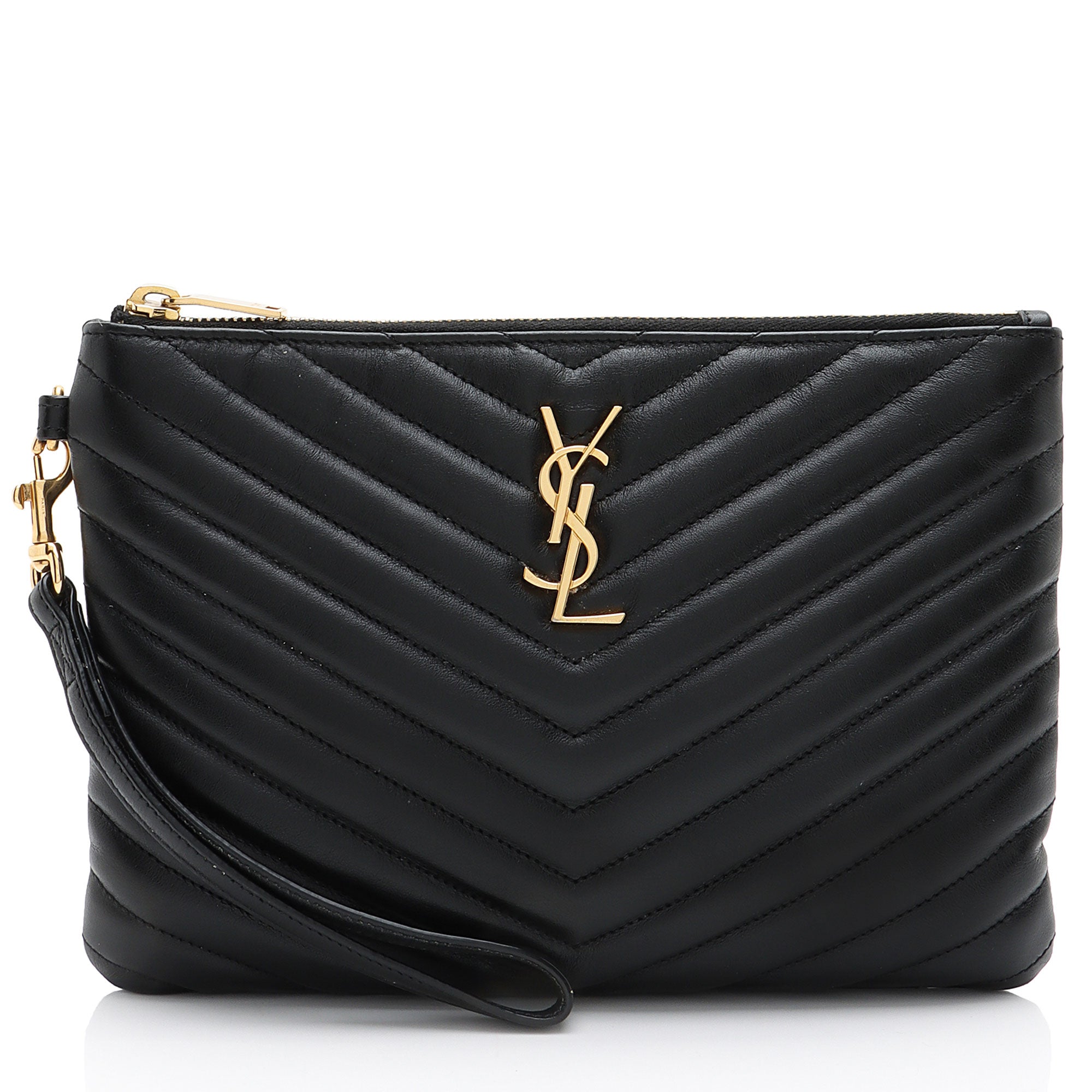 Saint Laurent Matelasse Calfskin Monogram Small Wristlet