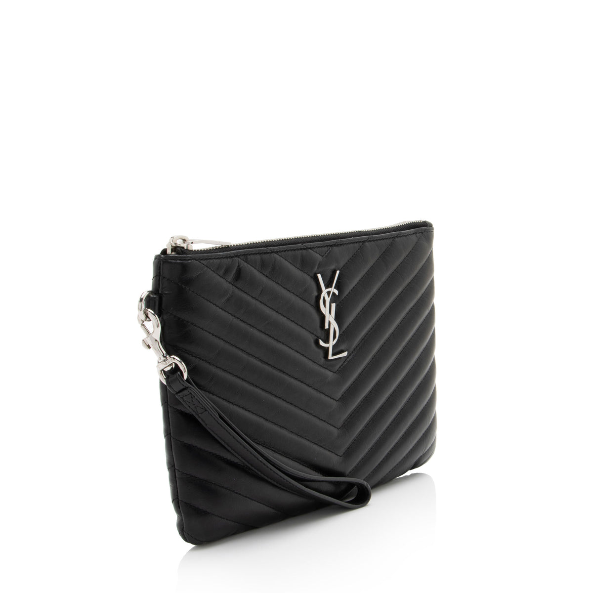 Saint Laurent Matelasse Calfskin Monogram Small Wristlet