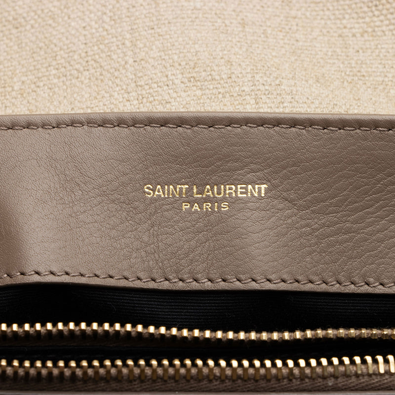 Saint Laurent Matelasse Canvas Monogram LouLou Chain Small Crossbody Bag (SHF-S2G13U)