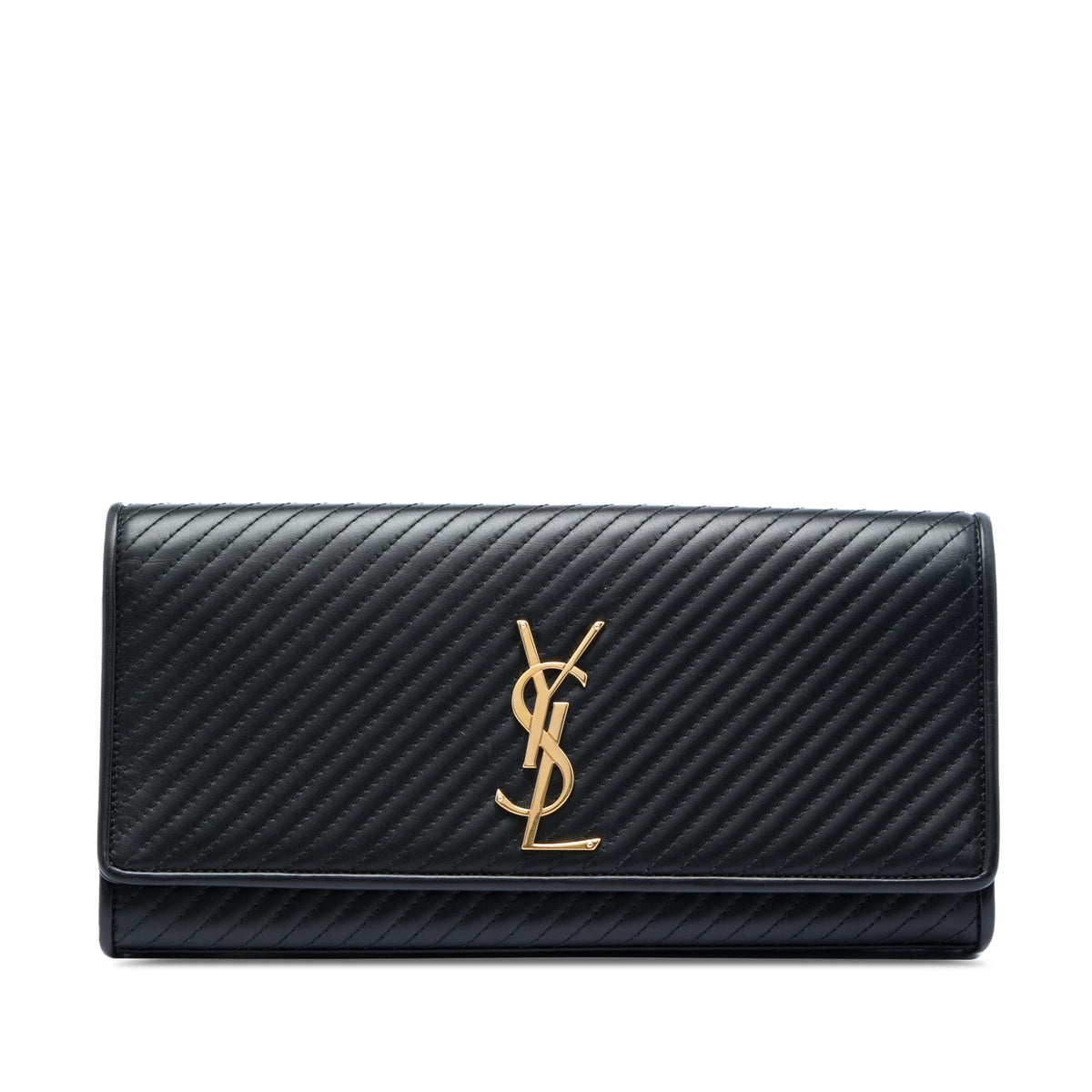 Saint Laurent Matelasse Diagonal Calfskin Monogram Cassandre Clutch