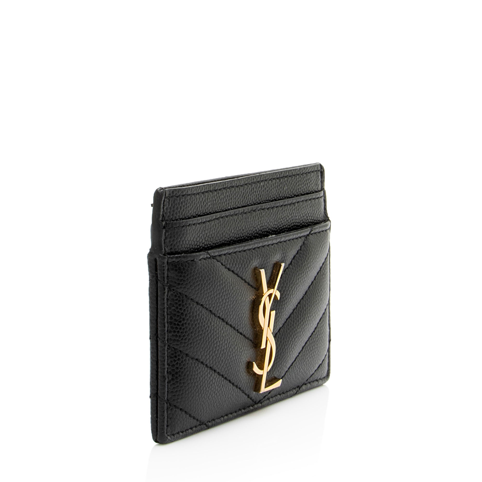 Saint Laurent Matelasse Grain de Poudre Monogram Card Case