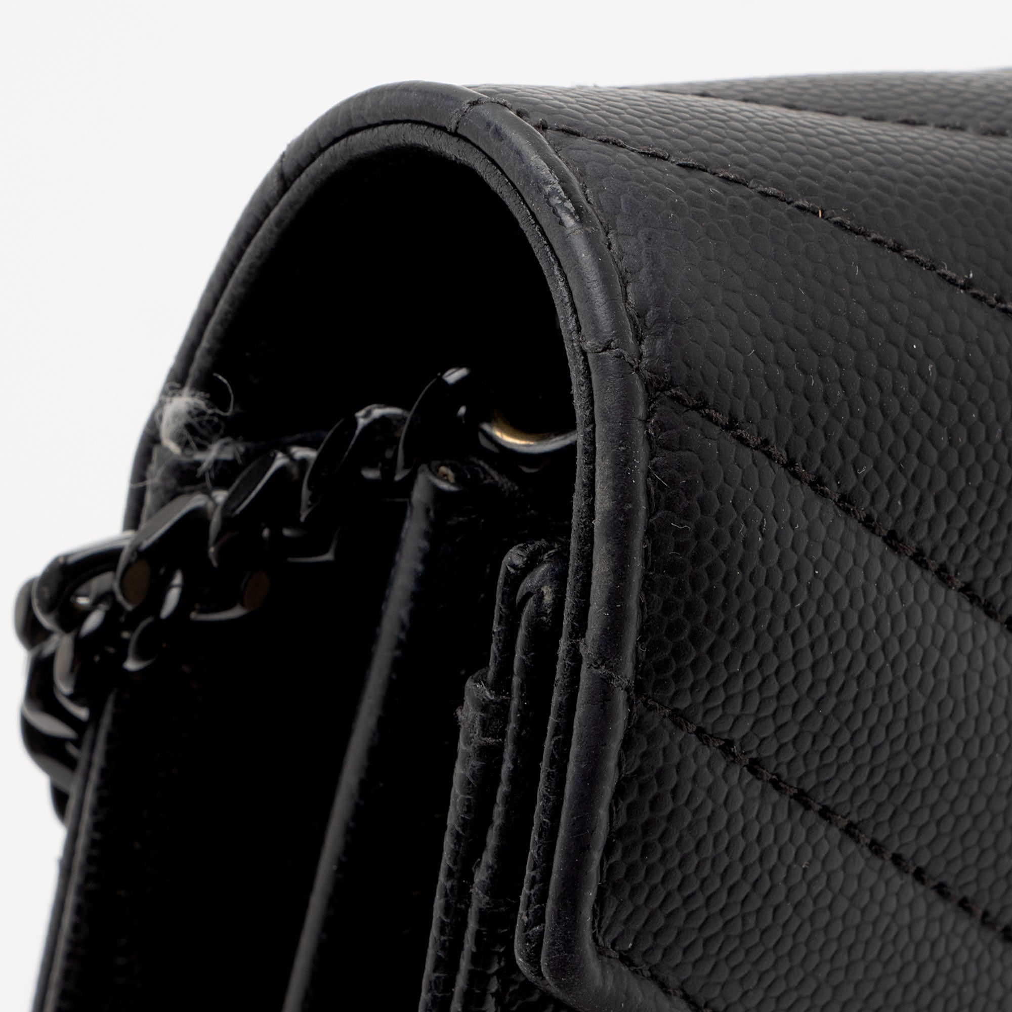 Saint Laurent Matelasse Grain de Poudre Monogram Chain Wallet - FINAL SALE (SHF-3qQ1Kb)