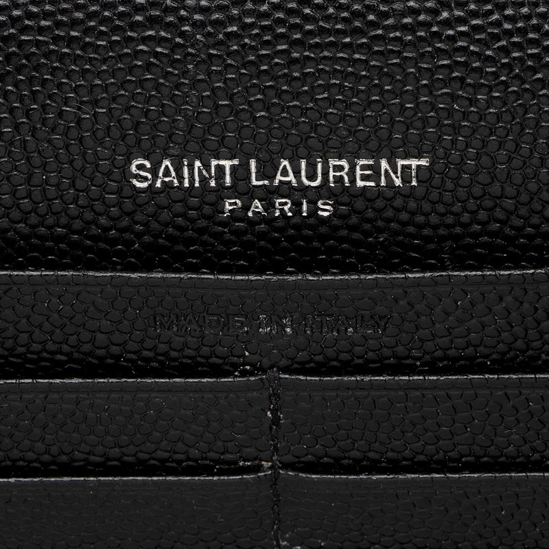 Saint Laurent Matelasse Grain de Poudre Monogram Chain Wallet - FINAL SALE (SHF-3qQ1Kb)