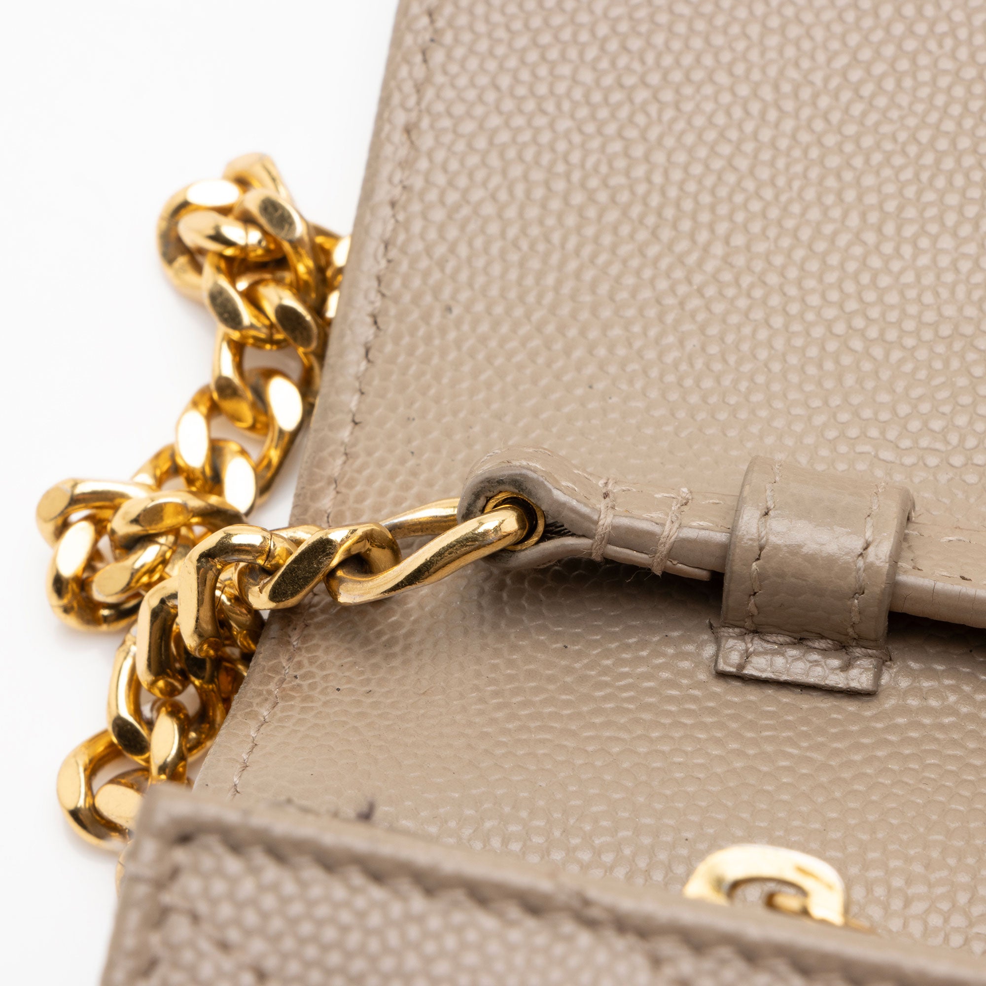Saint Laurent Matelasse Grain de Poudre Monogram Chain Wallet - FINAL SALE (SHF-Veay8o)