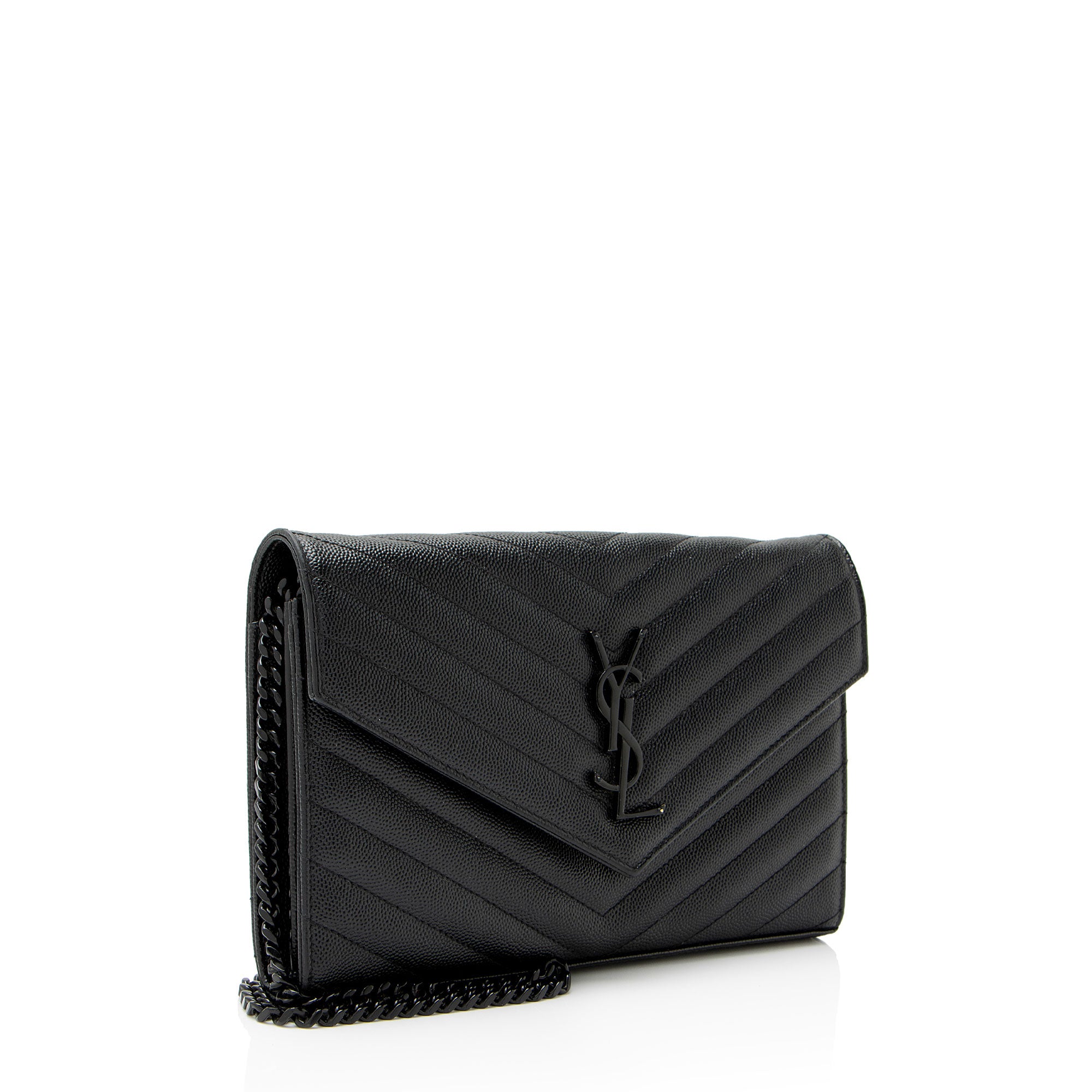 Saint Laurent Matelasse Grain de Poudre Monogram Chain Wallet - FINAL SALE