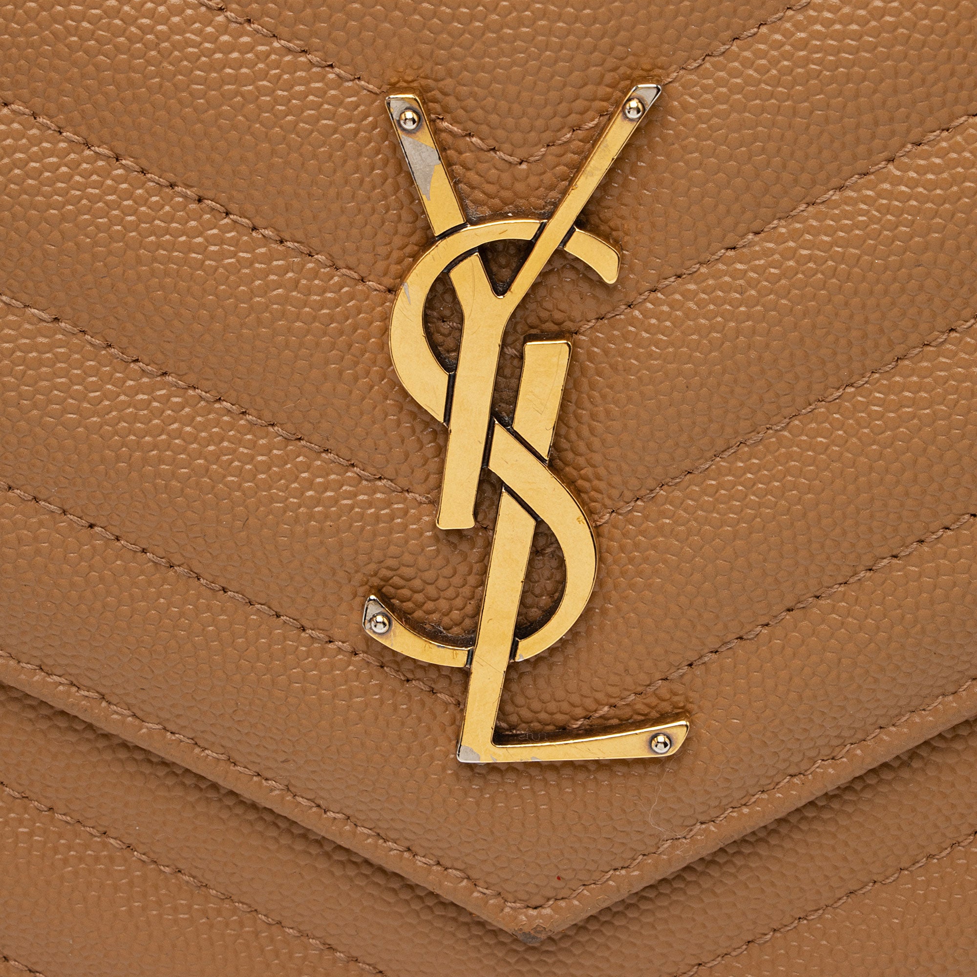 Saint Laurent Matelasse Grain de Poudre Monogram Chain Wallet (SHF-QuiirS)