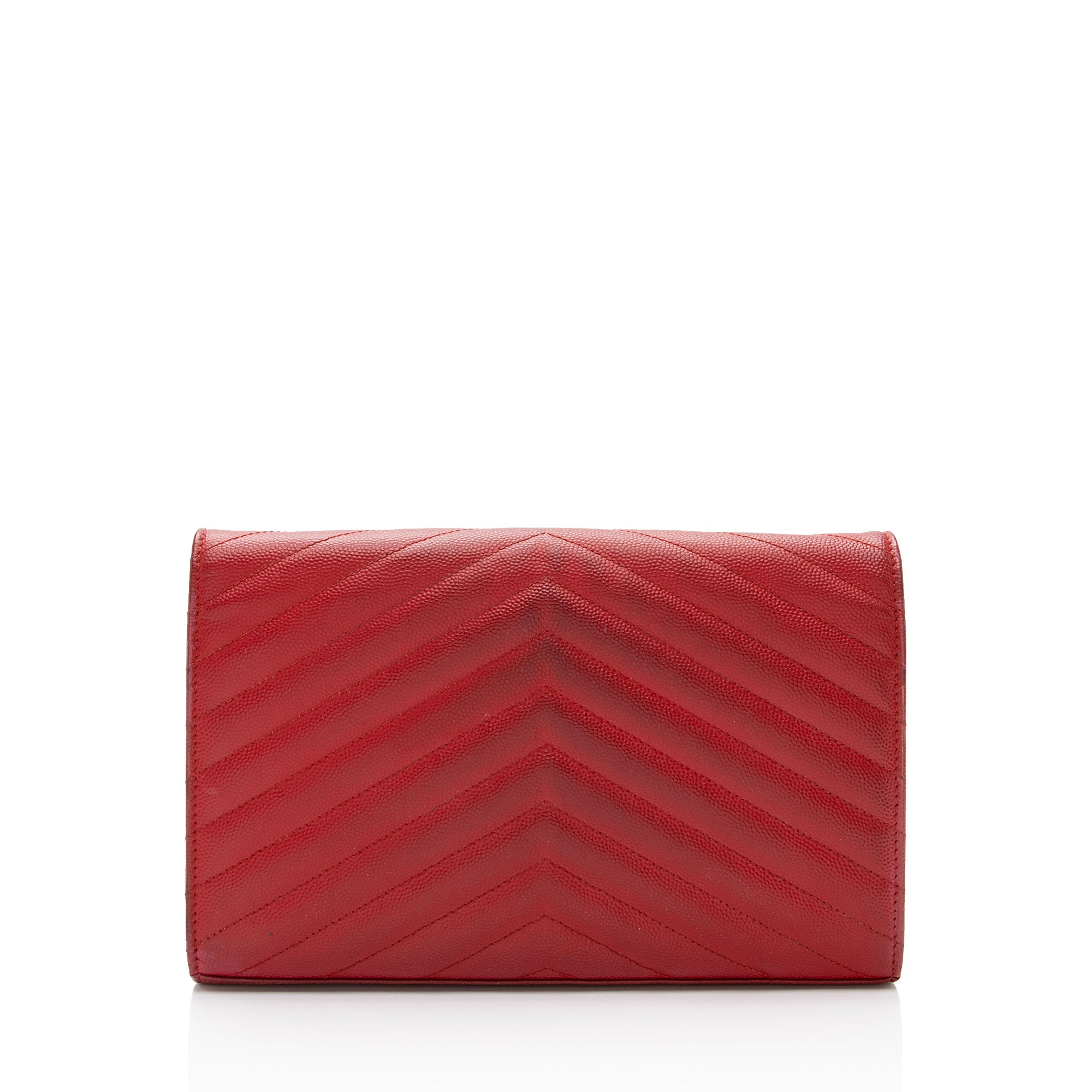 Saint Laurent Matelasse Grain de Poudre Monogram Chain Wallet (SHF-RDpK3X)