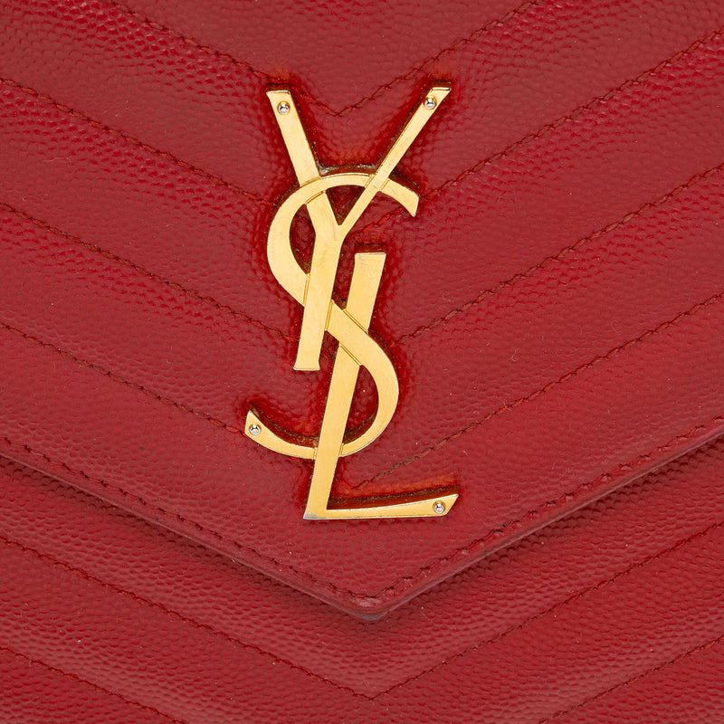 Saint Laurent Matelasse Grain de Poudre Monogram Chain Wallet (SHF-RDpK3X)