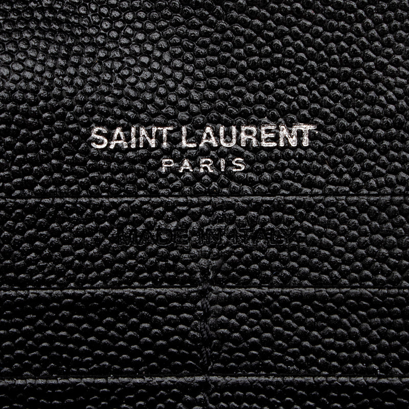 Saint Laurent Matelasse Grain de Poudre Monogram Chain Wallet (SHF-JxENie)