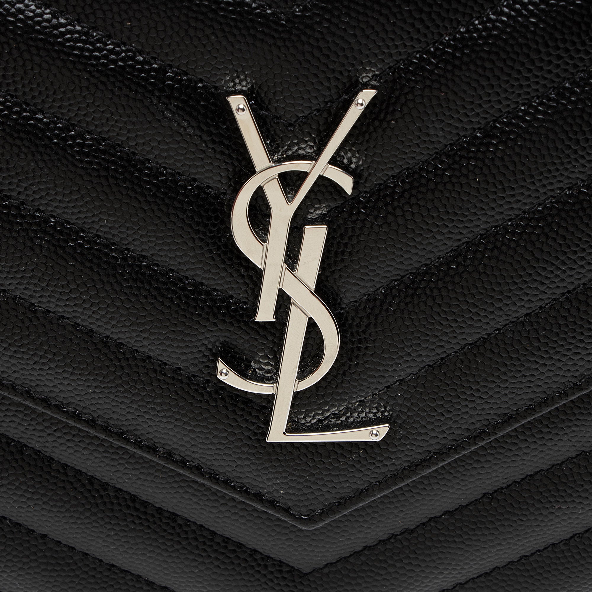 Saint Laurent Matelasse Grain de Poudre Monogram Chain Wallet