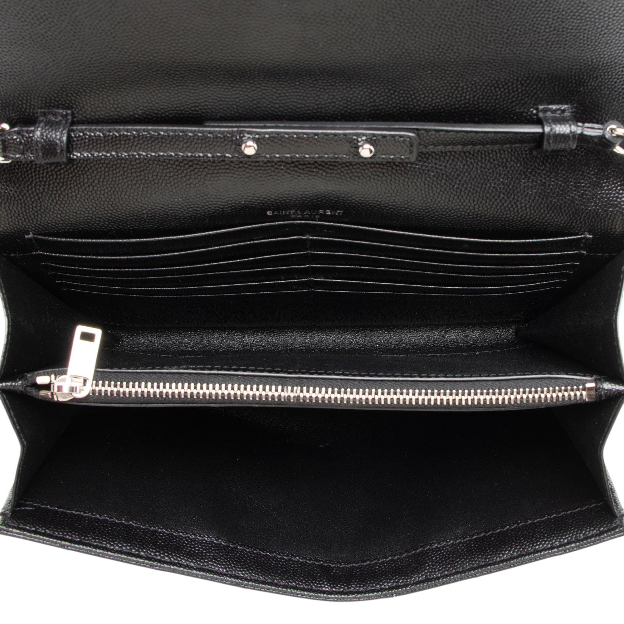 Saint Laurent Matelasse Grain de Poudre Monogram Chain Wallet