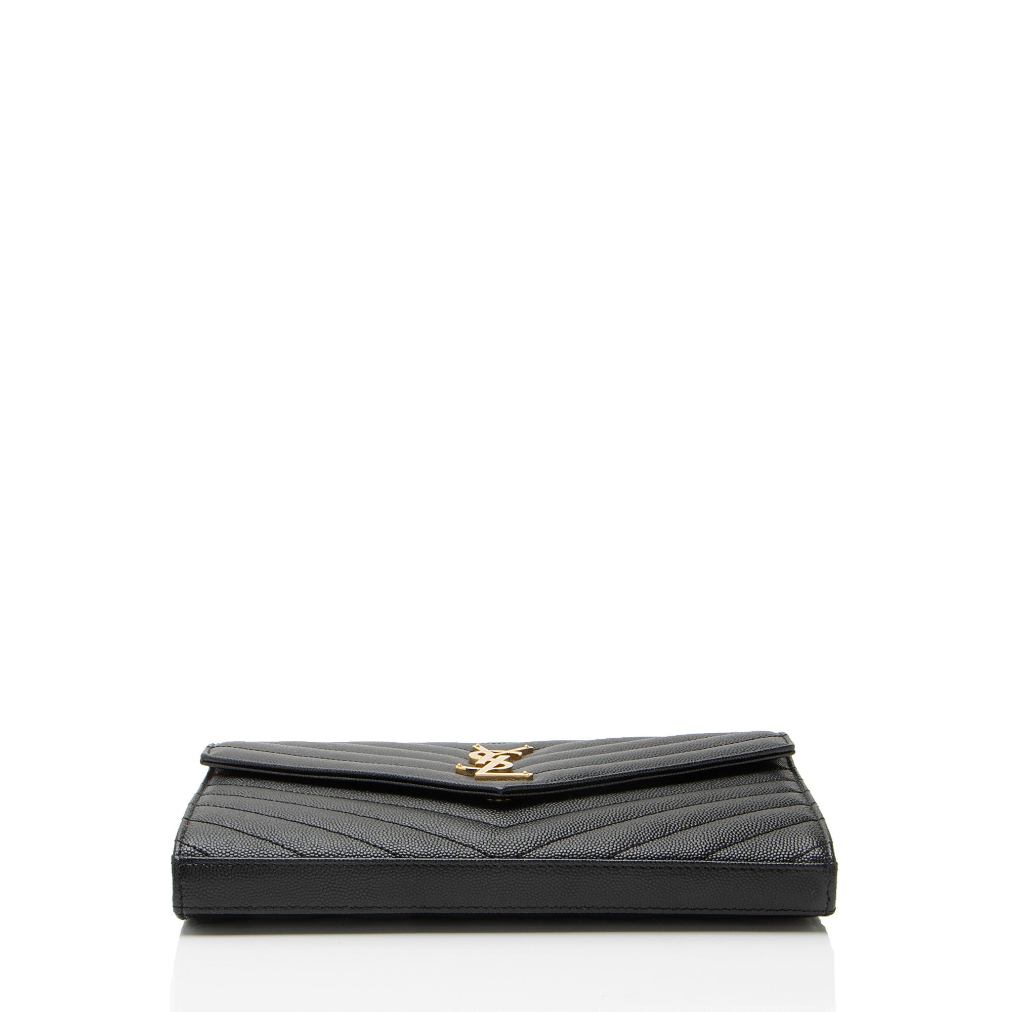 Saint Laurent Matelasse Grain de Poudre Monogram Chain Wallet