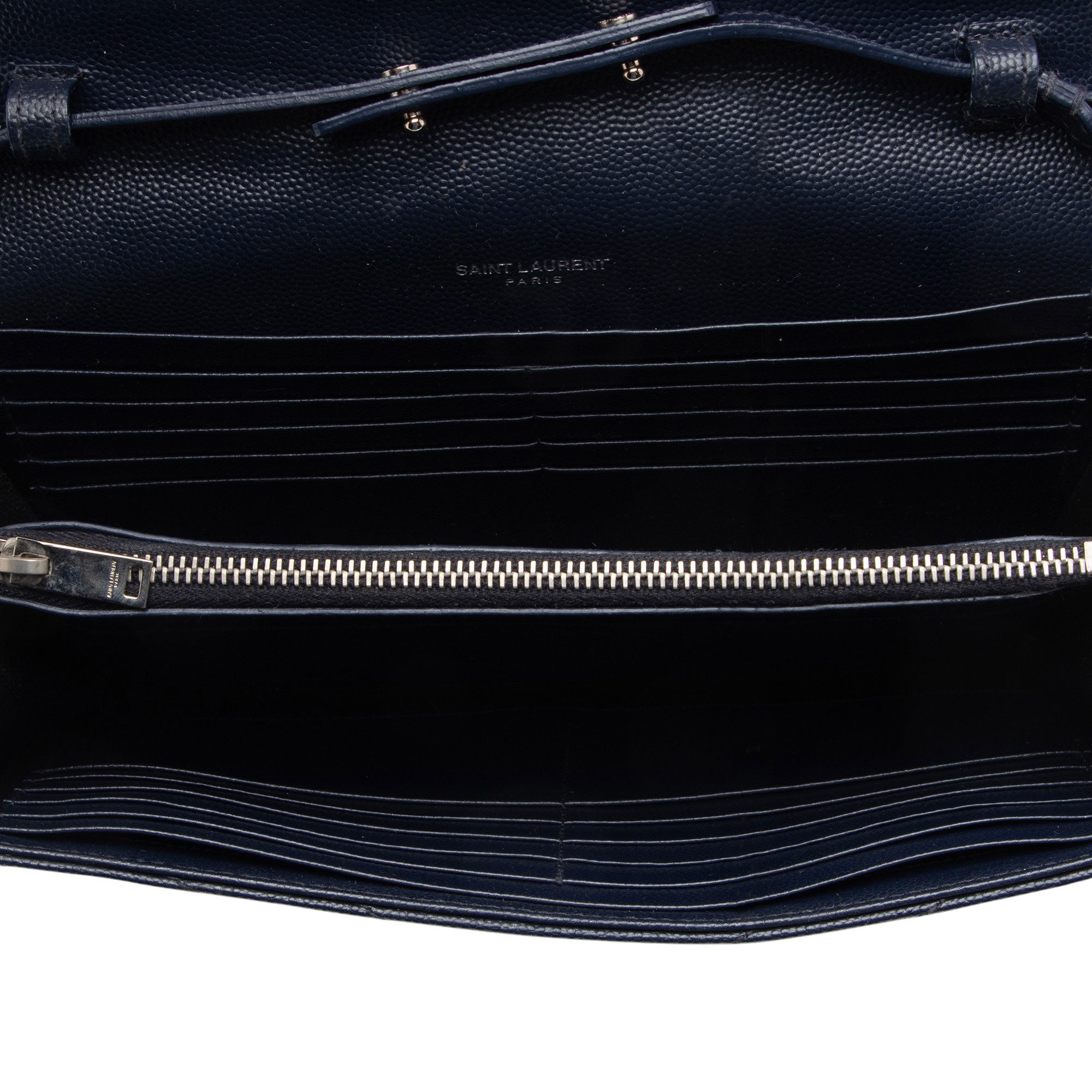 Saint Laurent Matelasse Grain de Poudre Monogram Chain Wallet