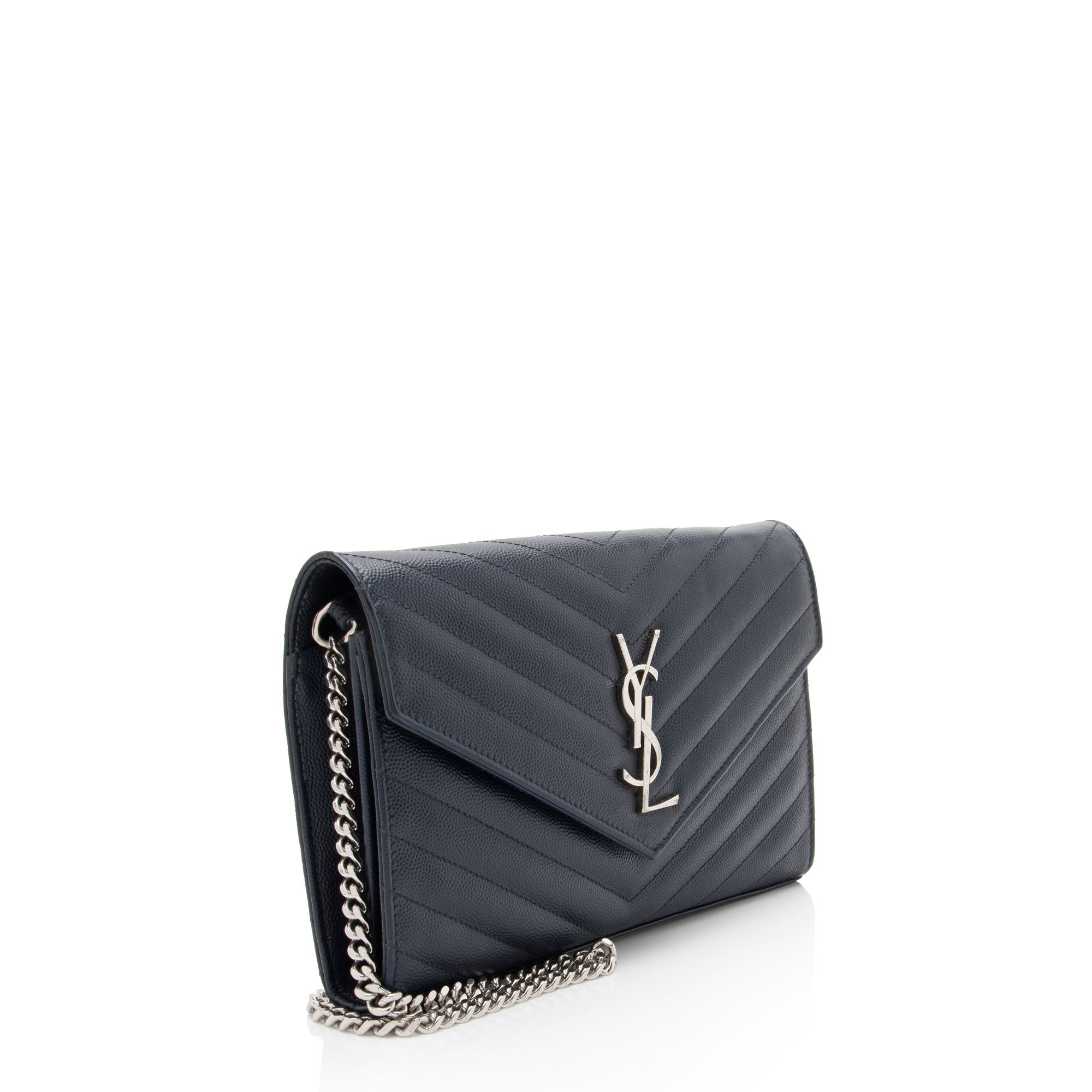 Saint Laurent Matelasse Grain de Poudre Monogram Chain Wallet