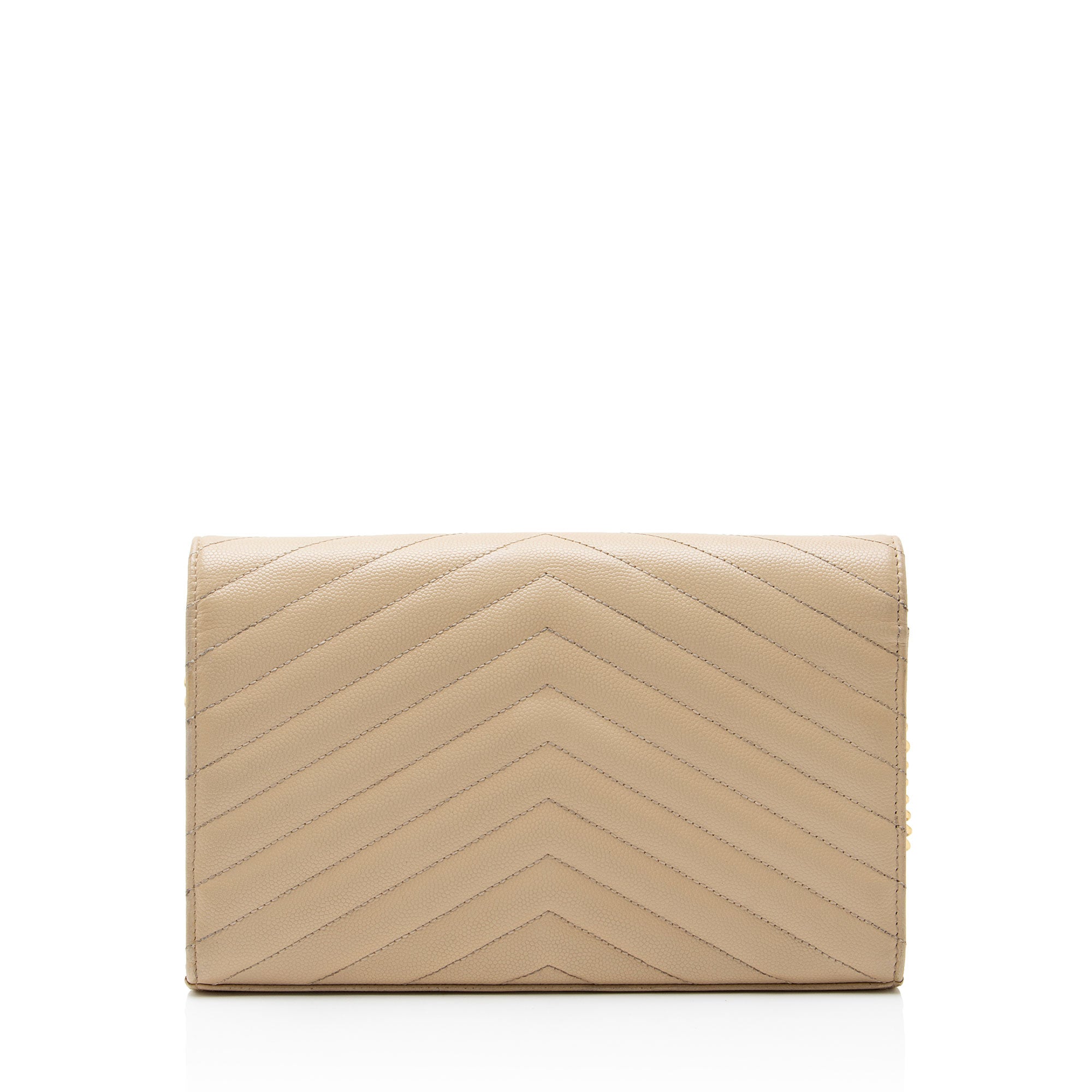 Saint Laurent Matelasse Grain de Poudre Monogram Chain Wallet
