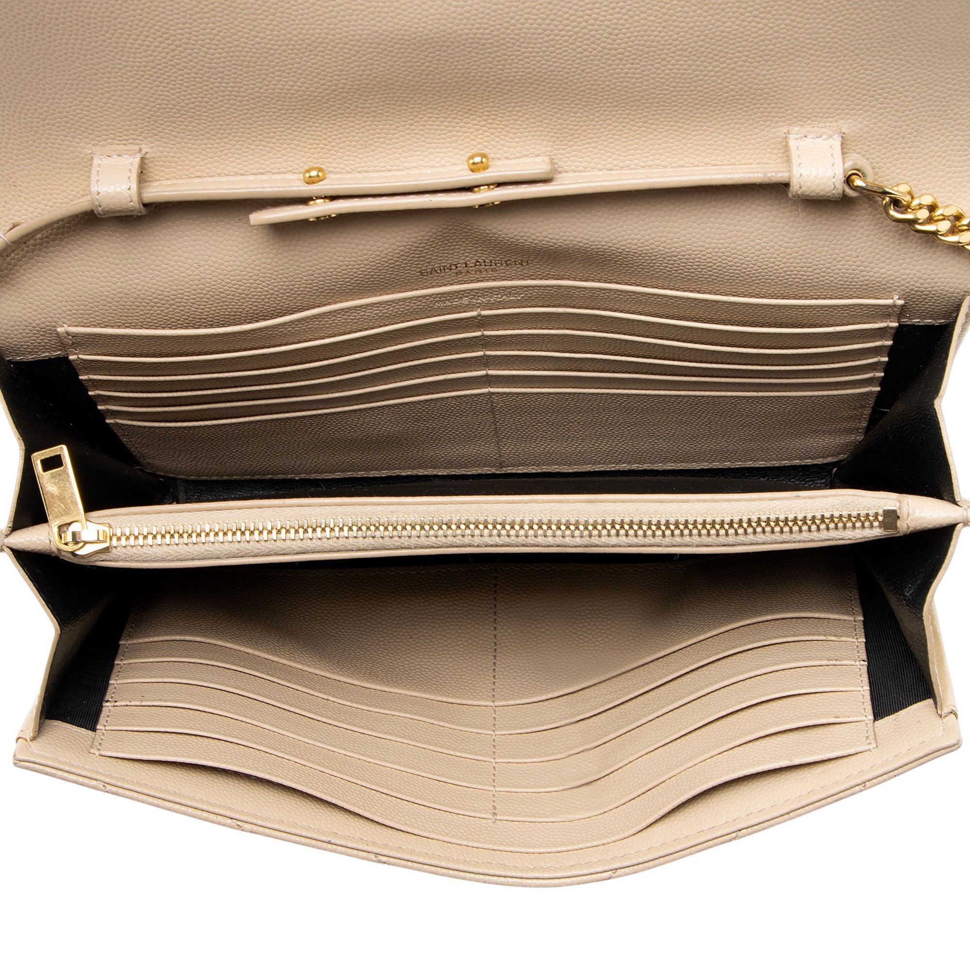 Saint Laurent Matelasse Grain de Poudre Monogram Chain Wallet