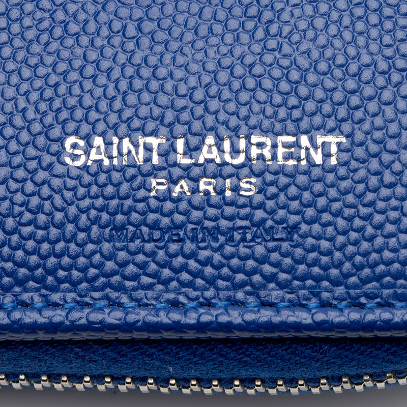Saint Laurent Matelasse Grain de Poudre Monogram Compact Zip Around Wallet (SHF-haBtSP)