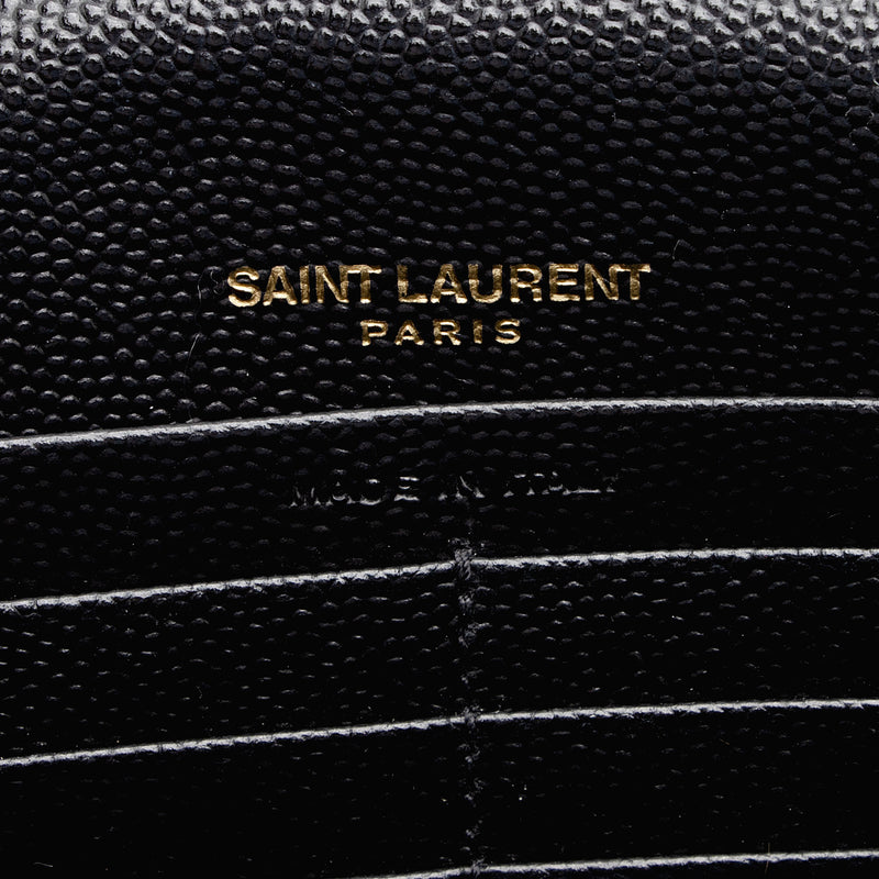 Saint Laurent Matelasse Grain de Poudre Monogram Envelope Chain Wallet (SHF-bXElvR)