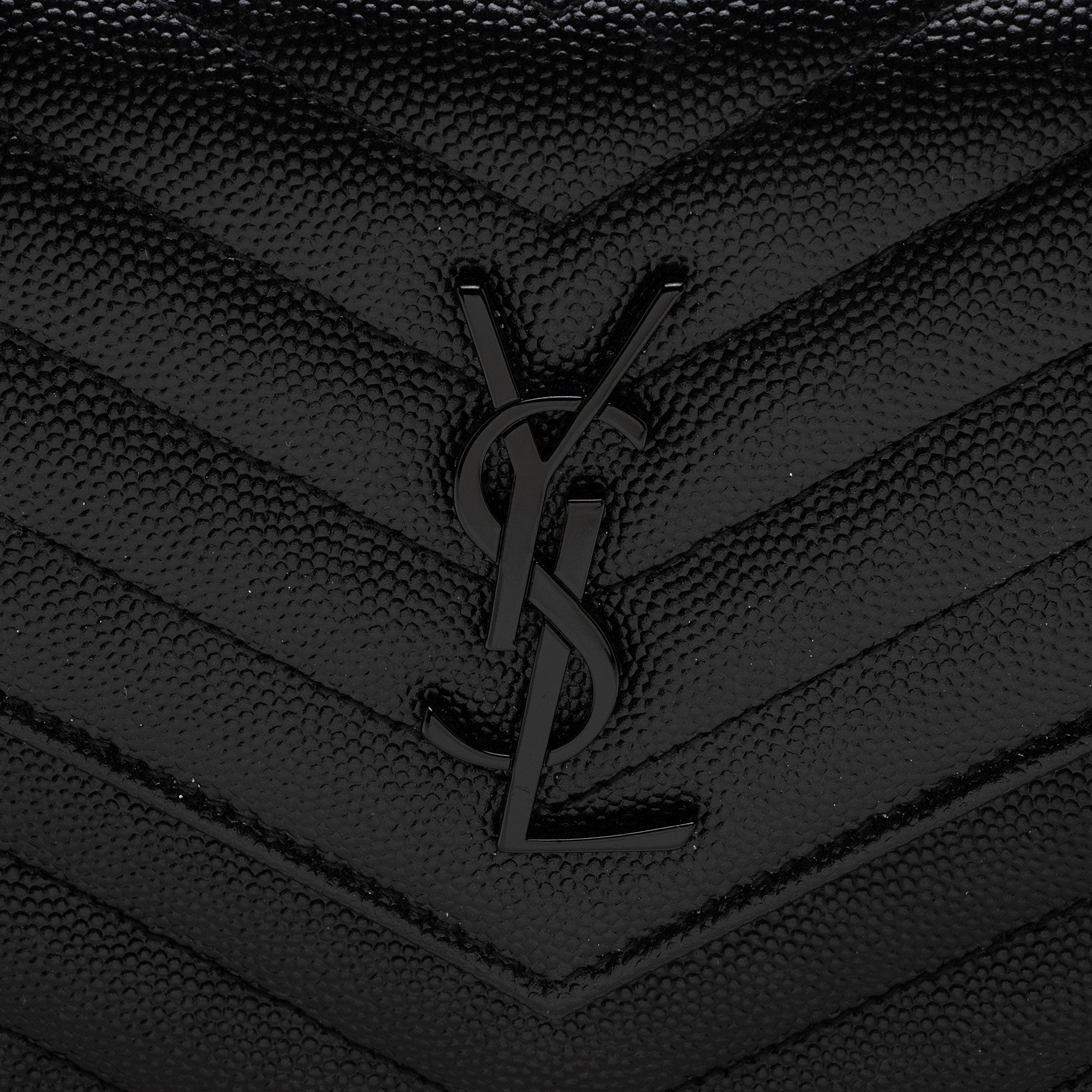 Saint Laurent Matelasse Grain de Poudre Monogram Envelope Chain Wallet (SHF-igJITM)