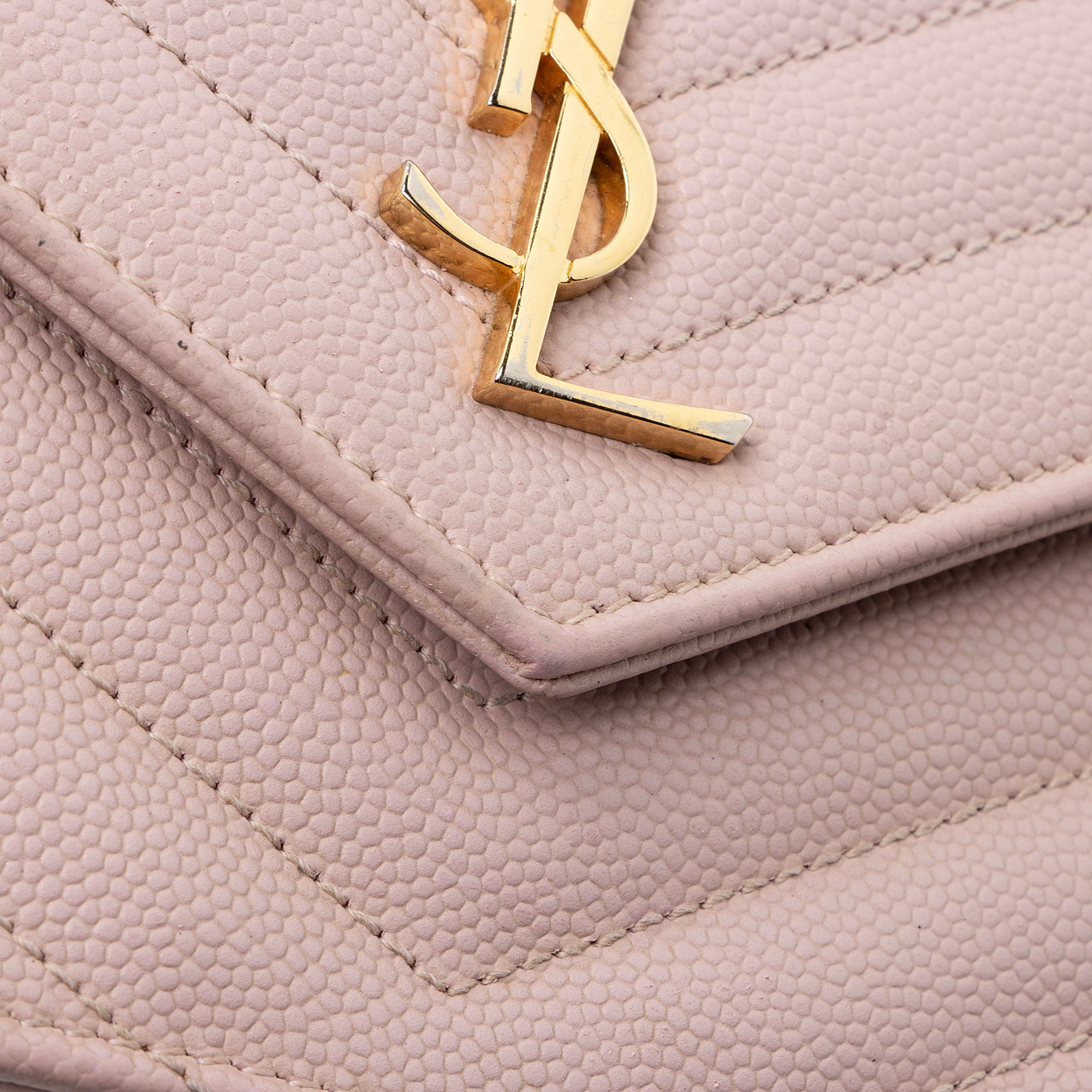 Saint Laurent Matelasse Grain de Poudre Monogram Envelope Chain Wallet