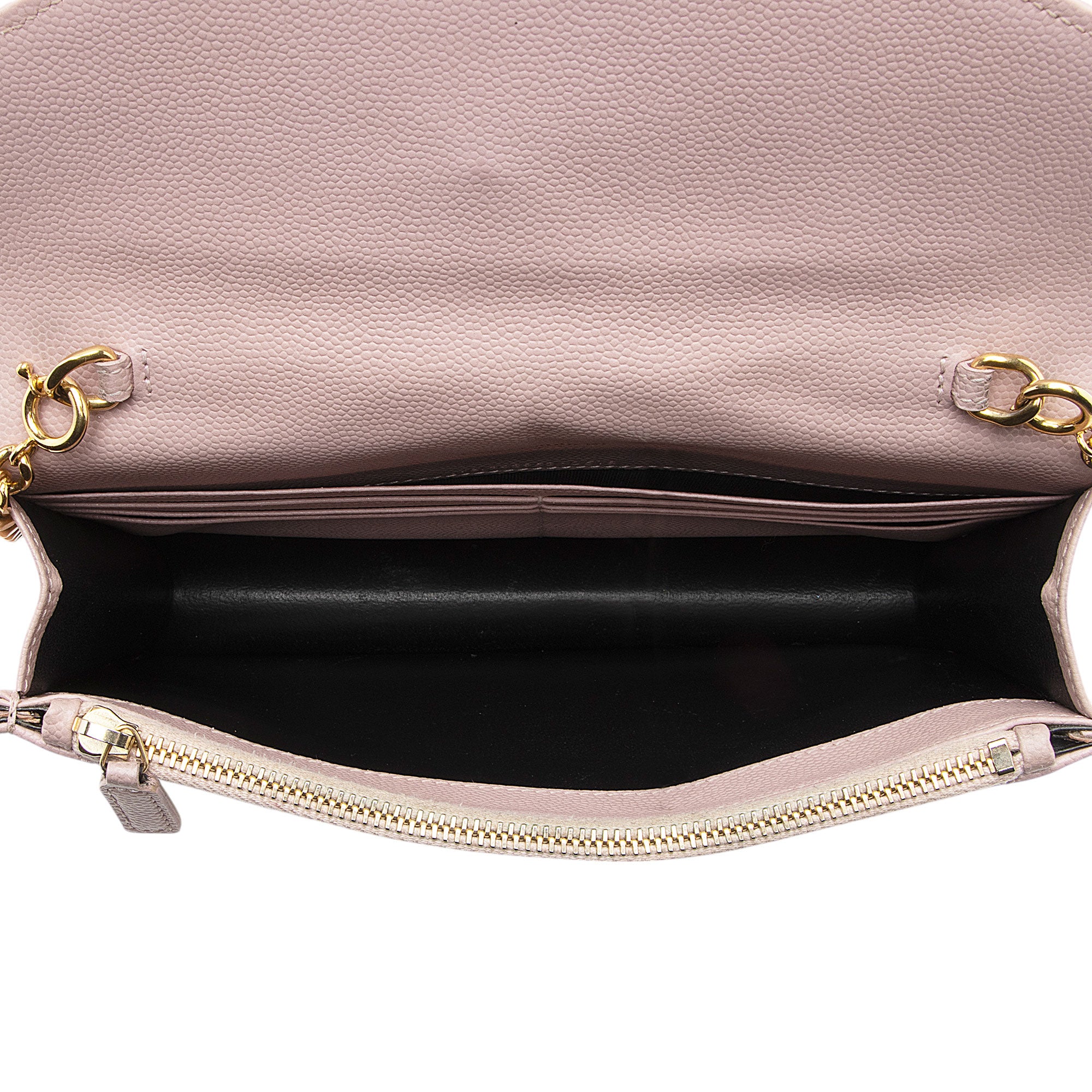 Saint Laurent Matelasse Grain de Poudre Monogram Envelope Chain Wallet