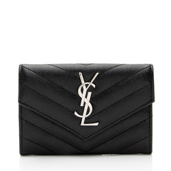 Saint Laurent Matelasse Grain de Poudre Monogram Envelope Small Wallet (SHF-IW3B5H)