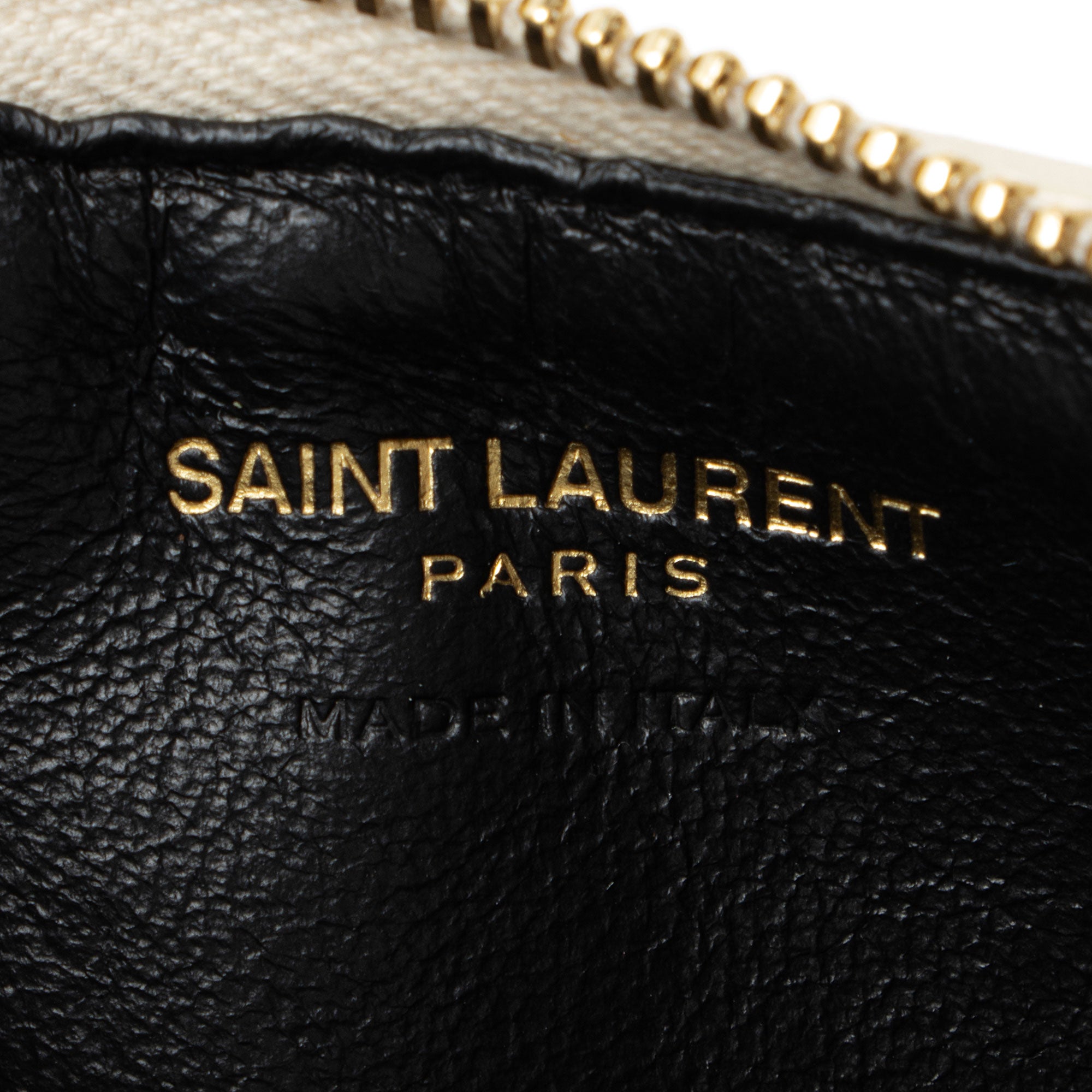 Saint Laurent Matelasse Grain de Poudre Monogram Fragments Zipper Card Case