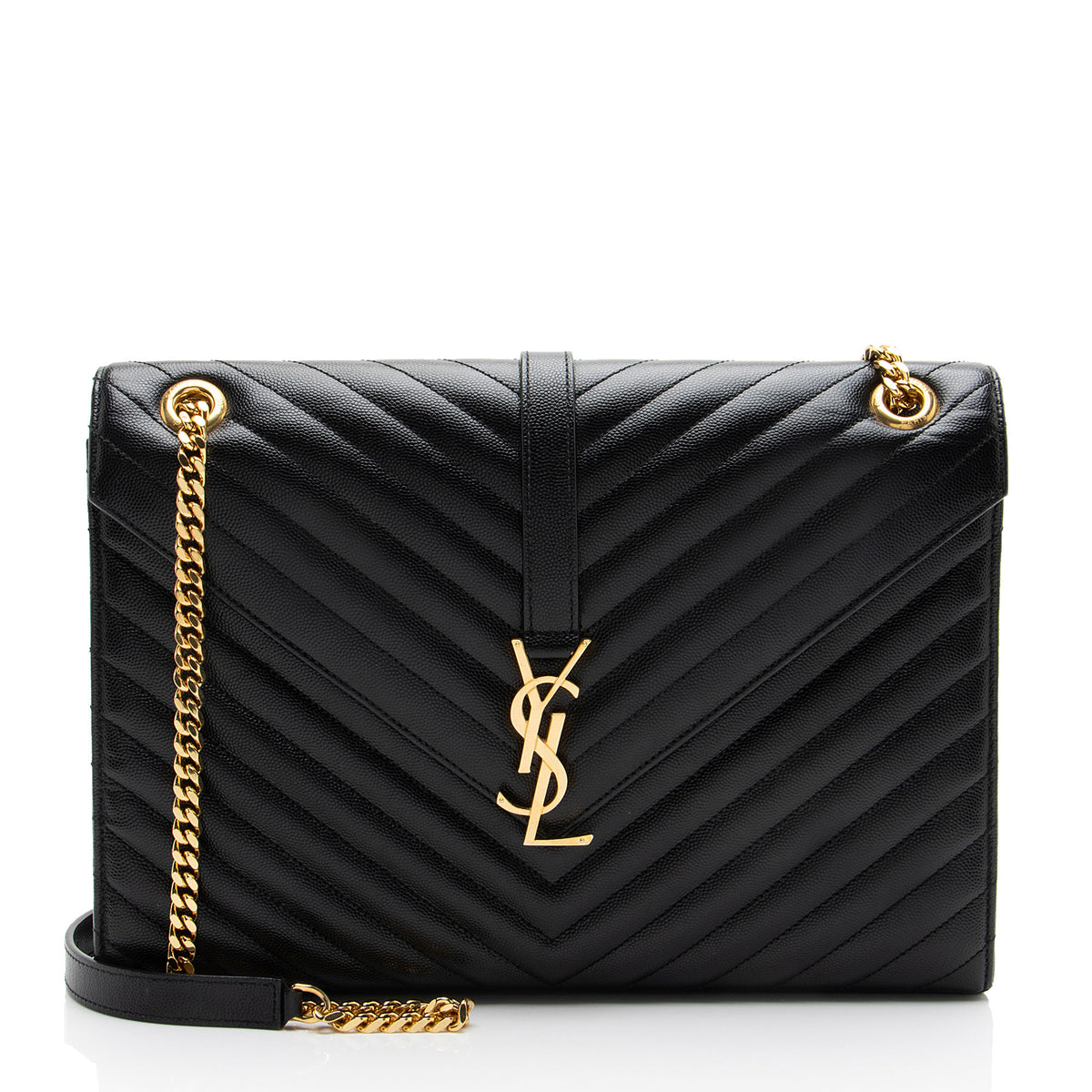 Saint Laurent Matelasse Grain de Poudre Monogram Large Shoulder Bag