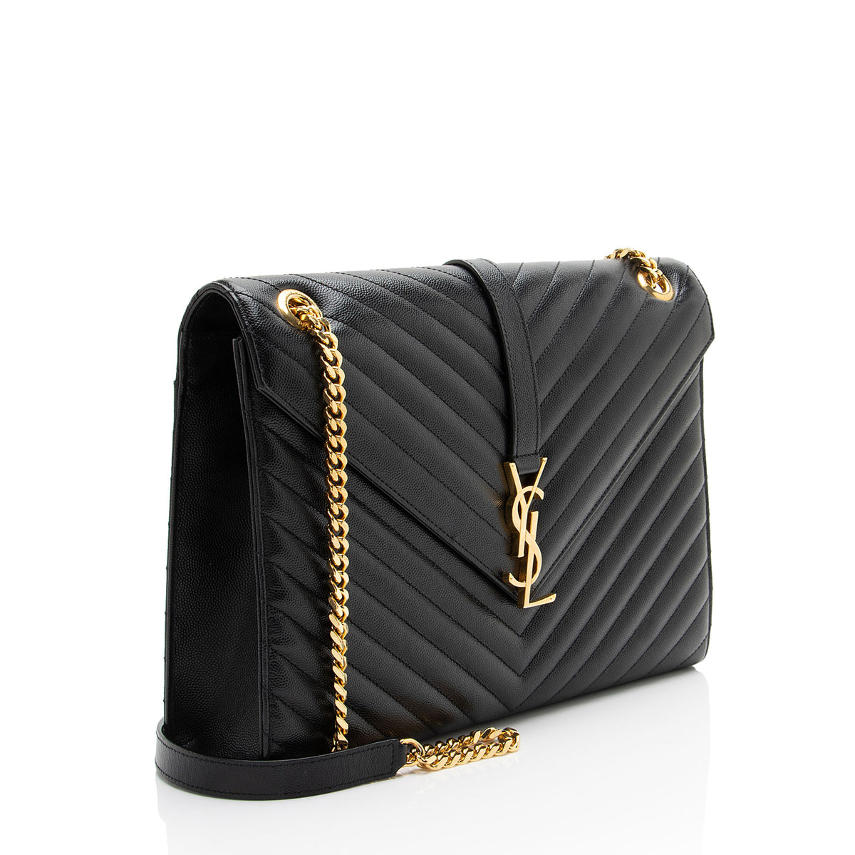 Saint Laurent Matelasse Grain de Poudre Monogram Large Shoulder Bag