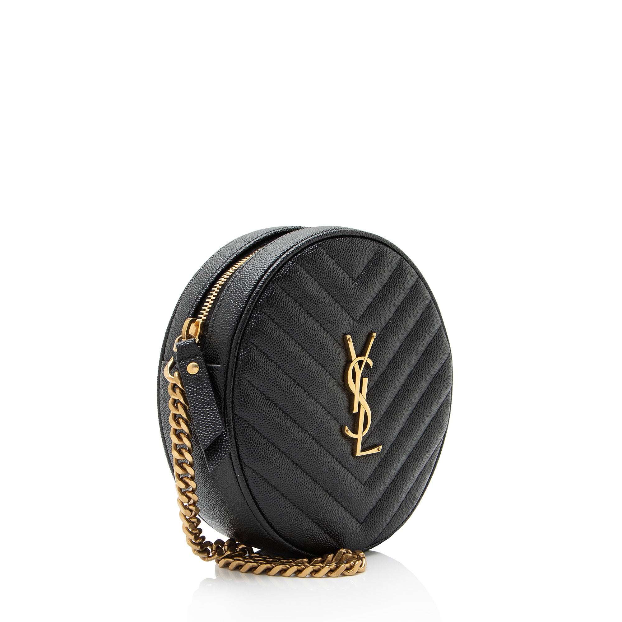 Saint Laurent Matelasse Grain de Poudre Monogram Vinyle Round Camera Bag