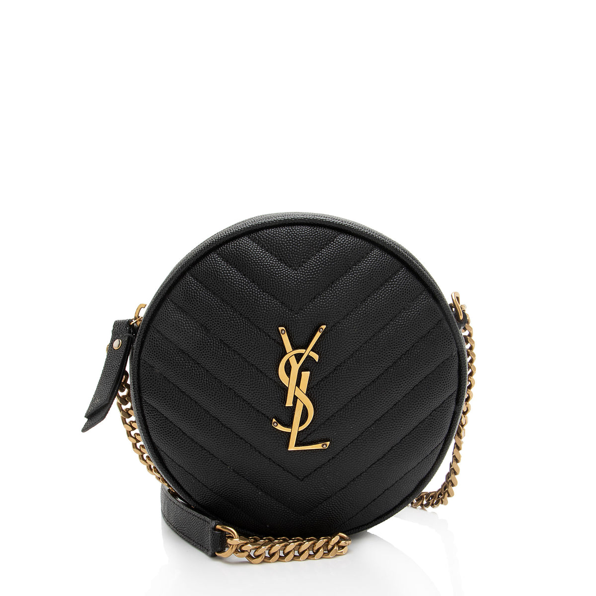 Saint Laurent Matelasse Grain de Poudre Monogram Vinyle Round Camera Bag