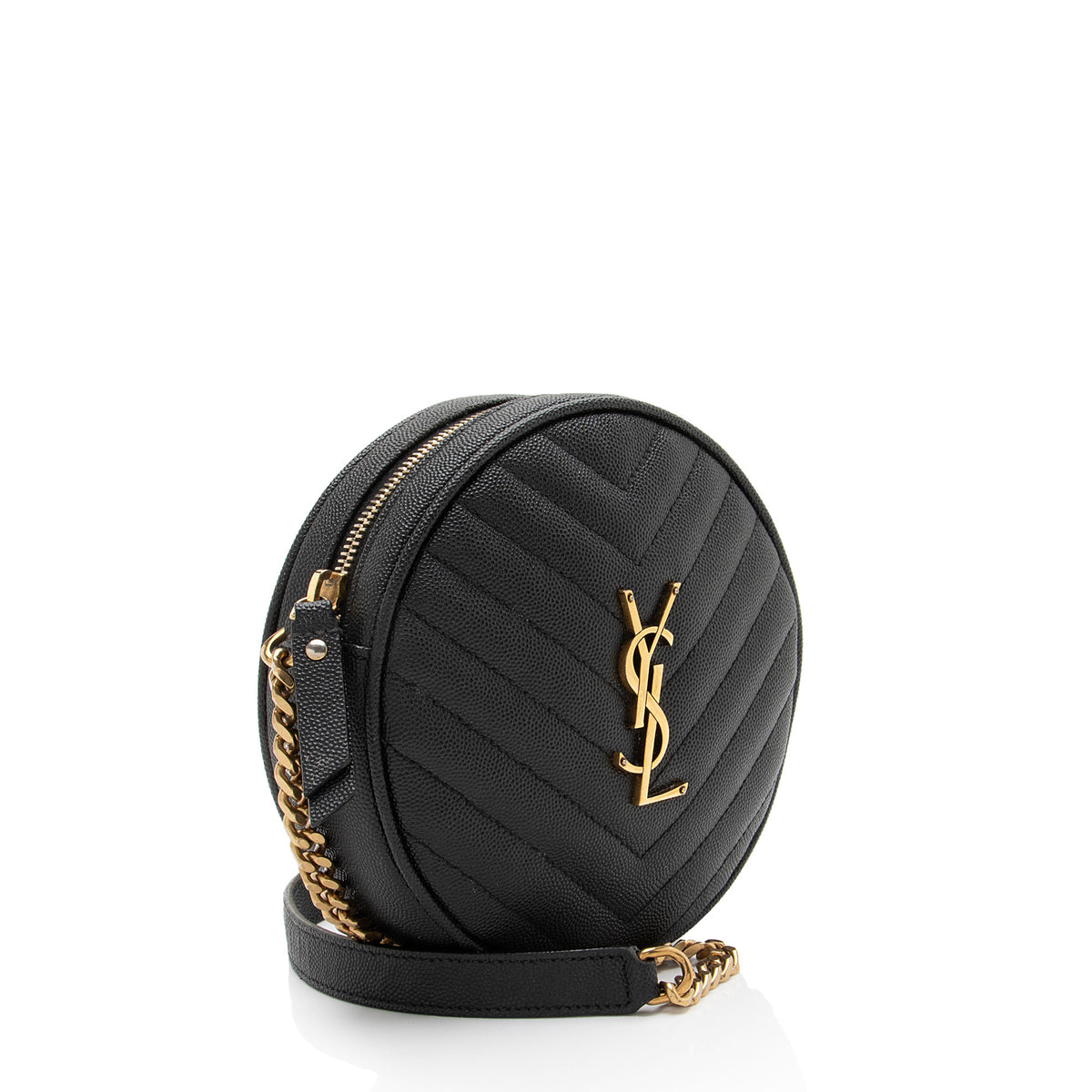 Saint Laurent Matelasse Grain de Poudre Monogram Vinyle Round Camera Bag