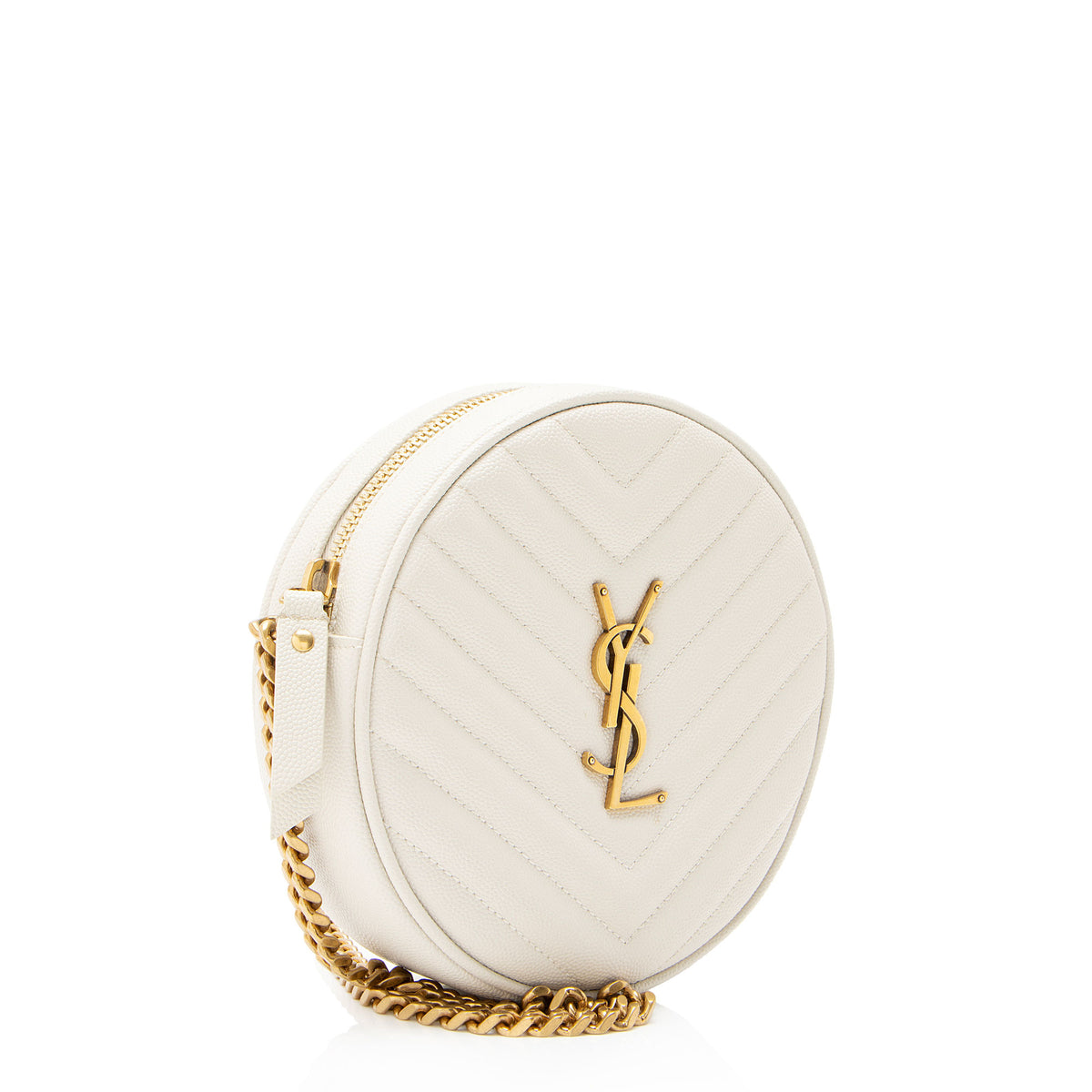 Saint Laurent Matelasse Grain de Poudre Monogram Vinyle Round Camera Bag