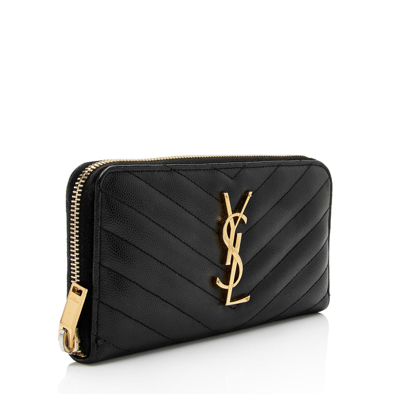 Buy Saint Laurent Monogram Zip Card Holder in Grain De Poudre Embossed  Leather for Womens