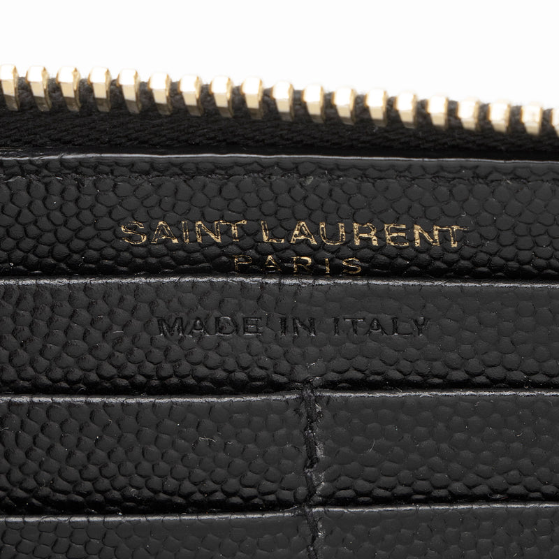 Saint Laurent Matelasse Grain de Poudre Monogram Zip Around Wallet (SHF-YBU9hg)