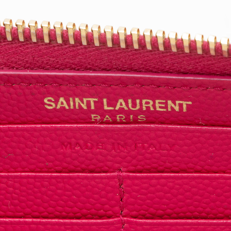 Saint Laurent Matelasse Grain de Poudre Monogram Zip Around Wallet (SH –  LuxeDH