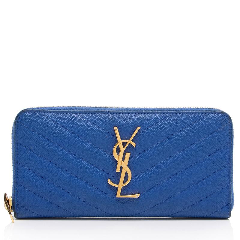 Saint Laurent Matelasse Grain de Poudre Monogram Zip Around Wallet (SHF-GVAGu1)