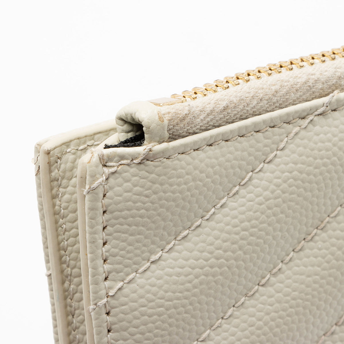 Saint Laurent Matelasse Grain de Poudre Monogram Zipper Card Case