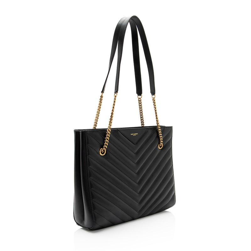 Saint Laurent Matelasse Chevron Grain de Poudre Tribeca Medium Tote (SHF-OUYeug)