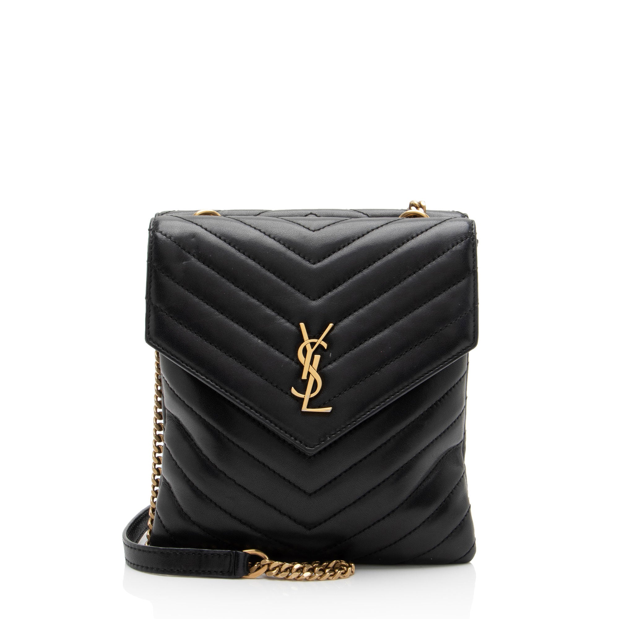 Saint Laurent Matelasse Lambskin Monogram Small Double Flap Bag