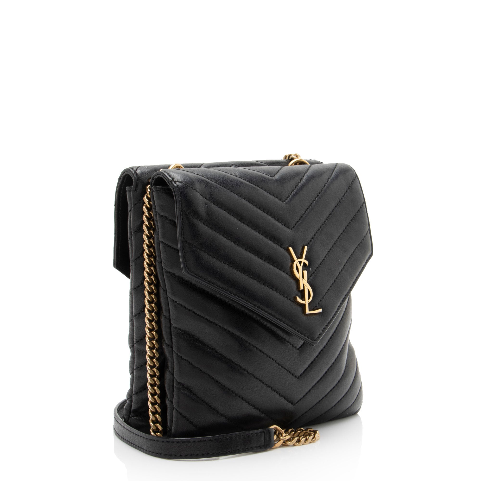 Saint Laurent Matelasse Lambskin Monogram Small Double Flap Bag