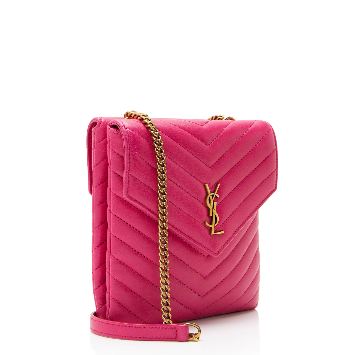 Saint Laurent Matelasse Lambskin Monogram Small Double Flap Bag