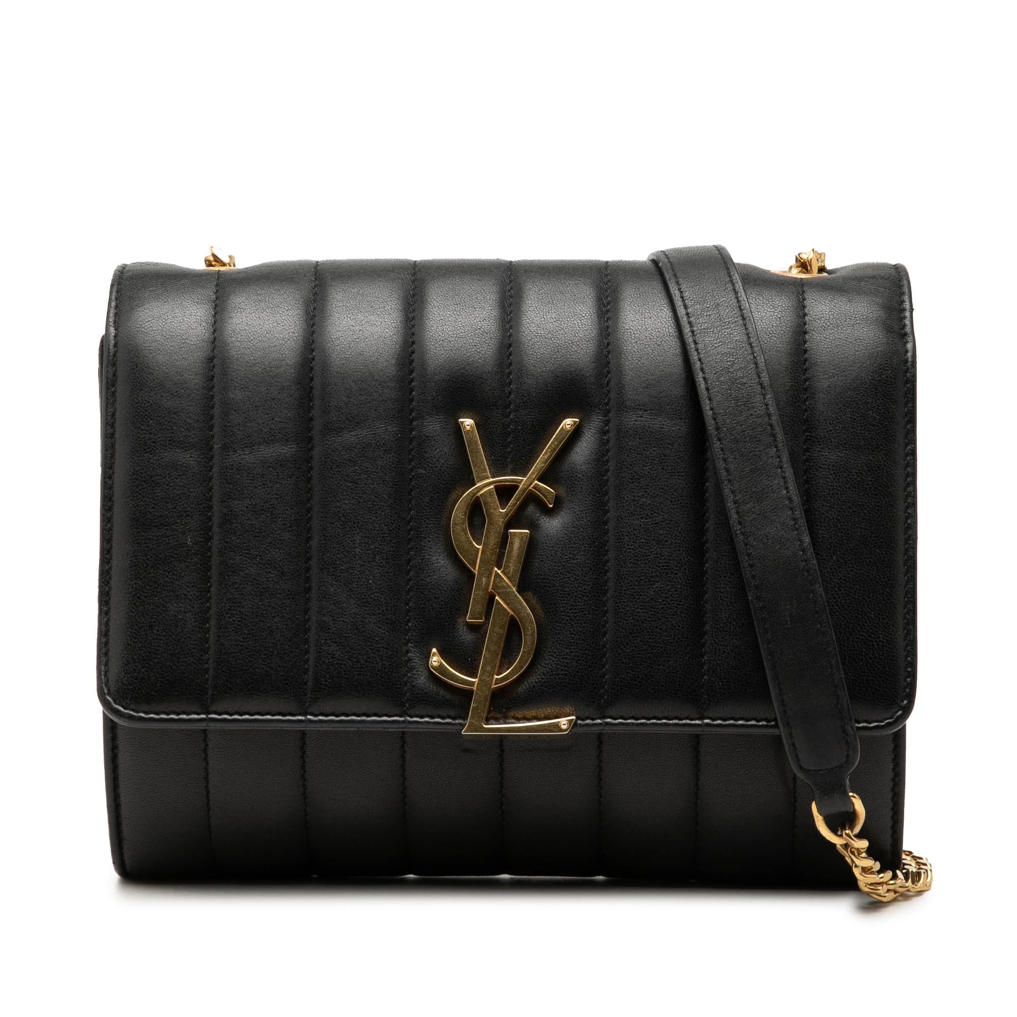Saint Laurent Matelasse Lambskin Monogram Vicky Chain Wallet