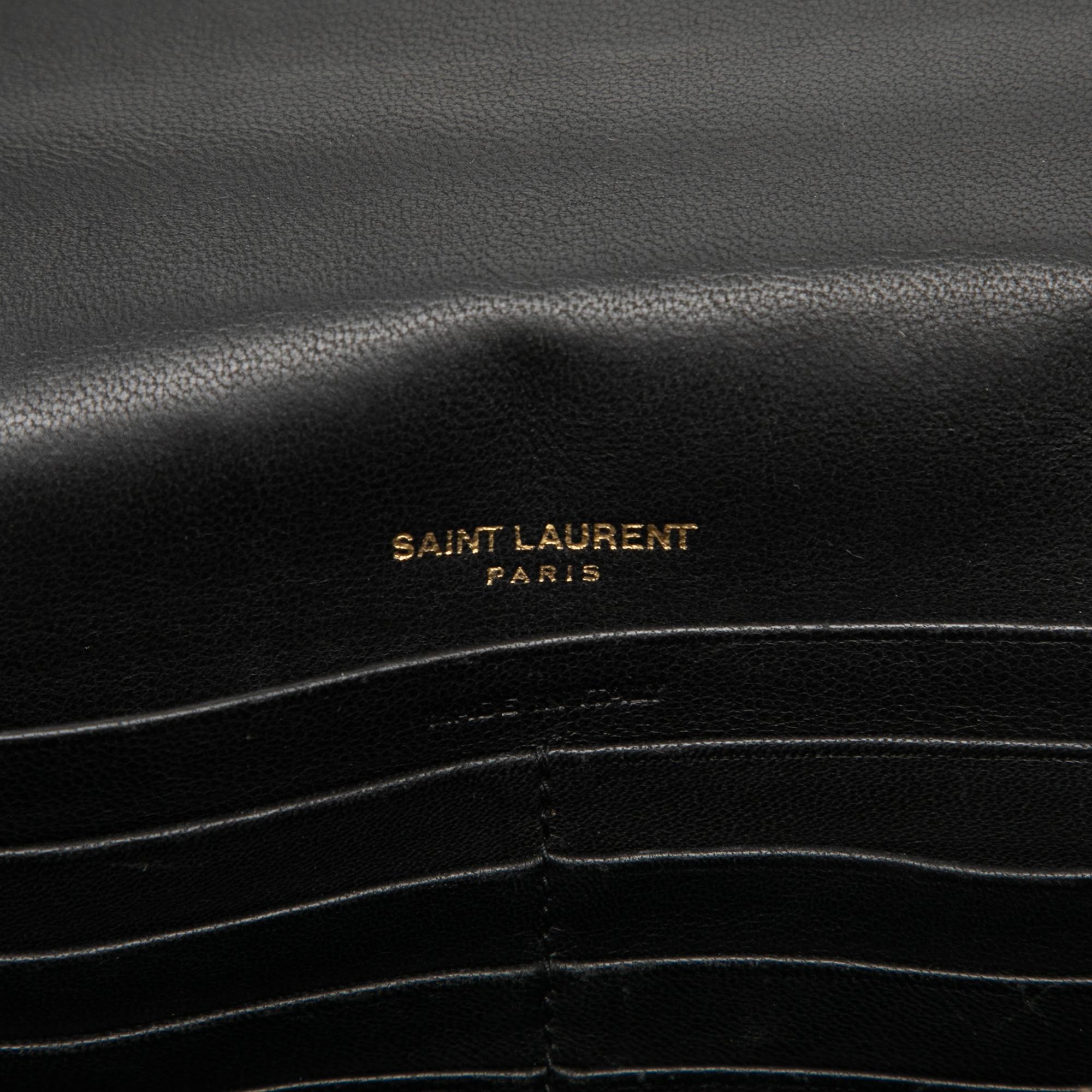 Saint Laurent Matelasse Lambskin Monogram Vicky Chain Wallet